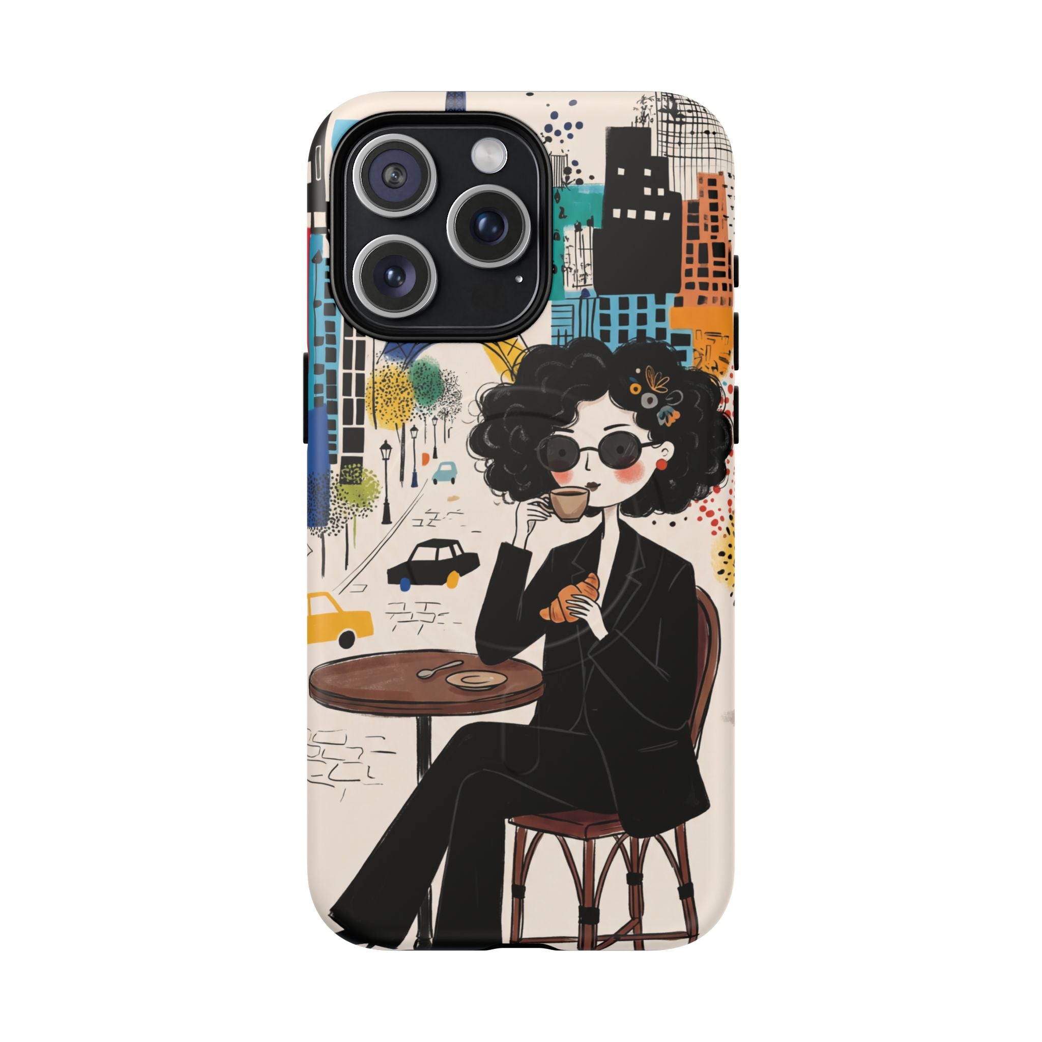 Paris Cafe Chic MagSafe iPhone Case | Stylish Woman Illustration iPhone Cover