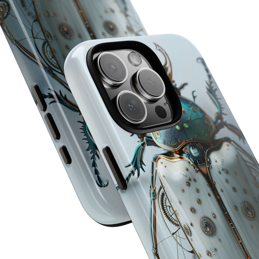 Steampunk White Beetle Protective Tough iPhone Case
