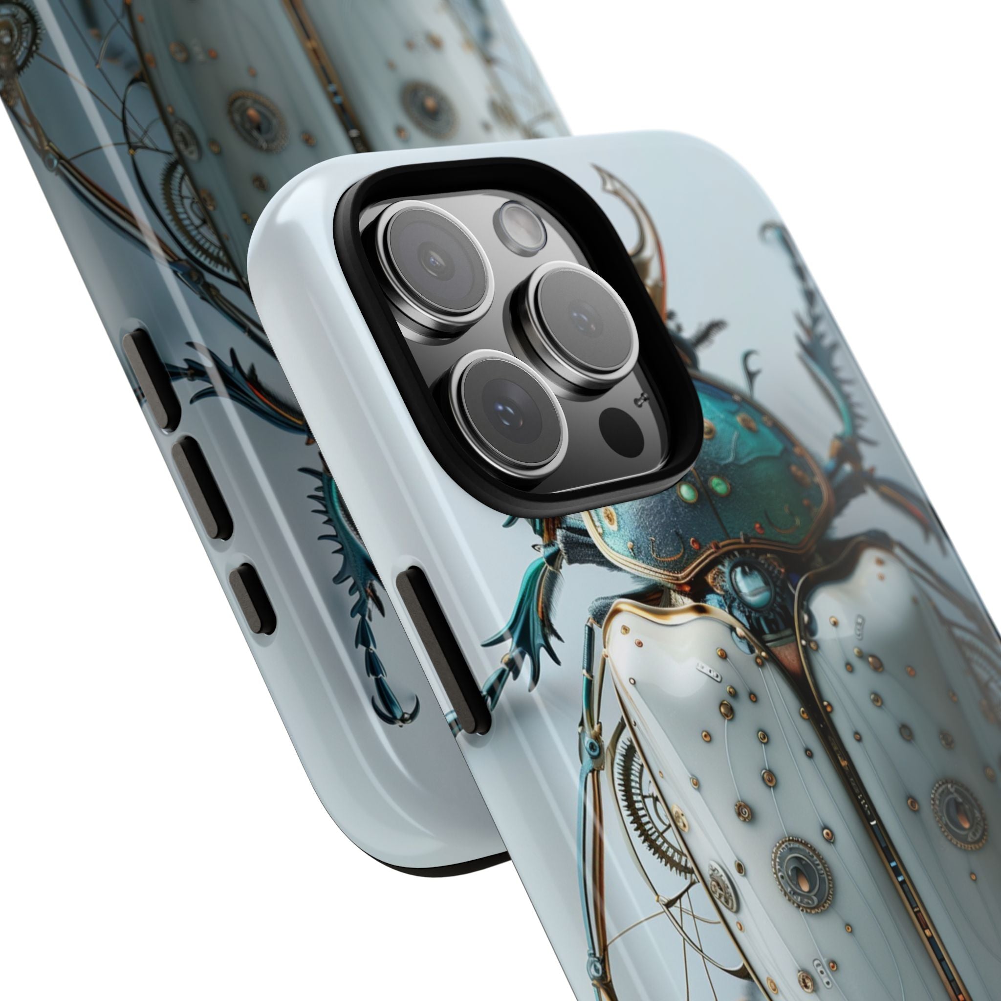 Steampunk White Beetle Protective Tough iPhone Case