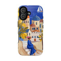 Mediterranean Village MagSafe iPhone Case | Scenic Sailboat & Lemon Grove Design