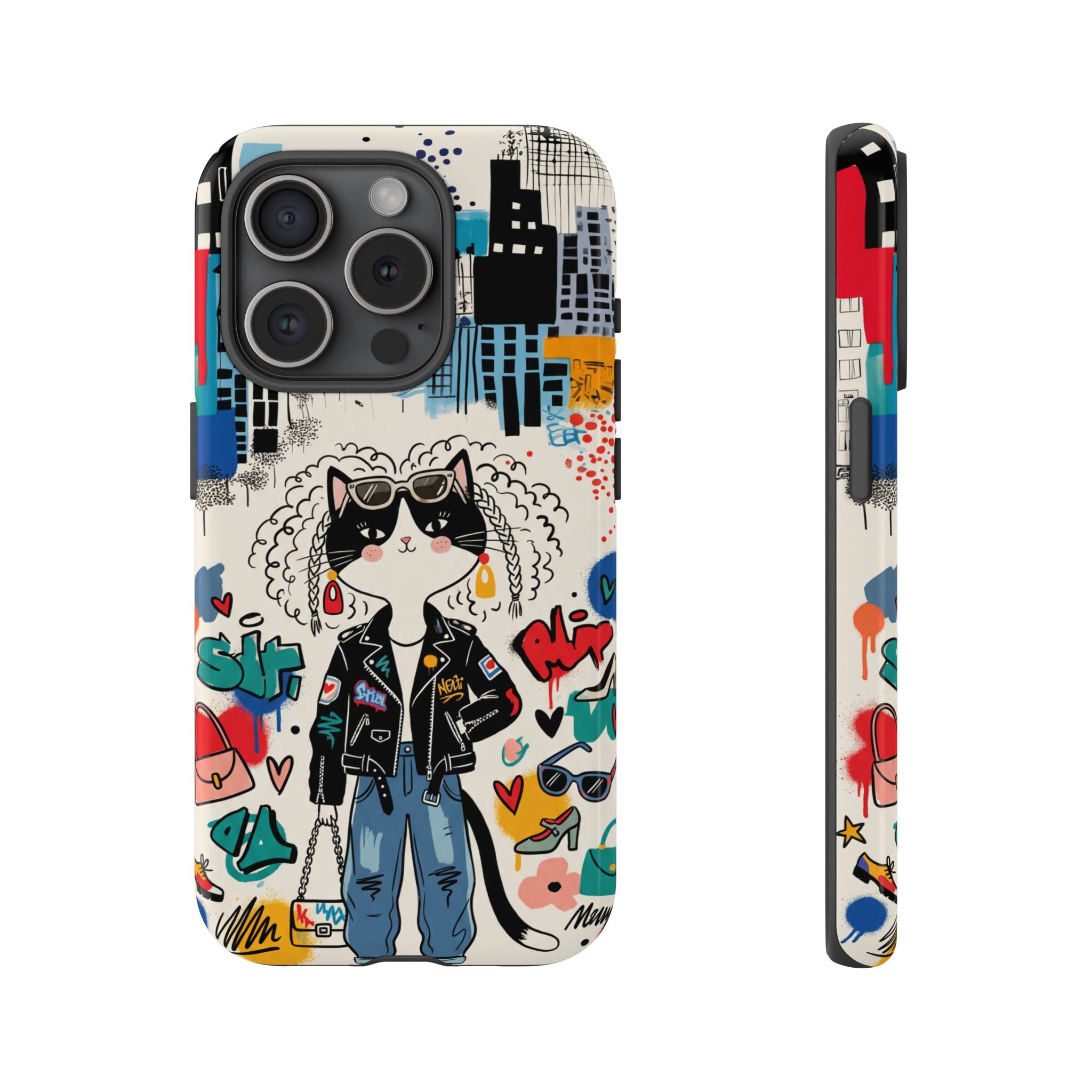 Punk City Cat Graffiti Design iPhone Case