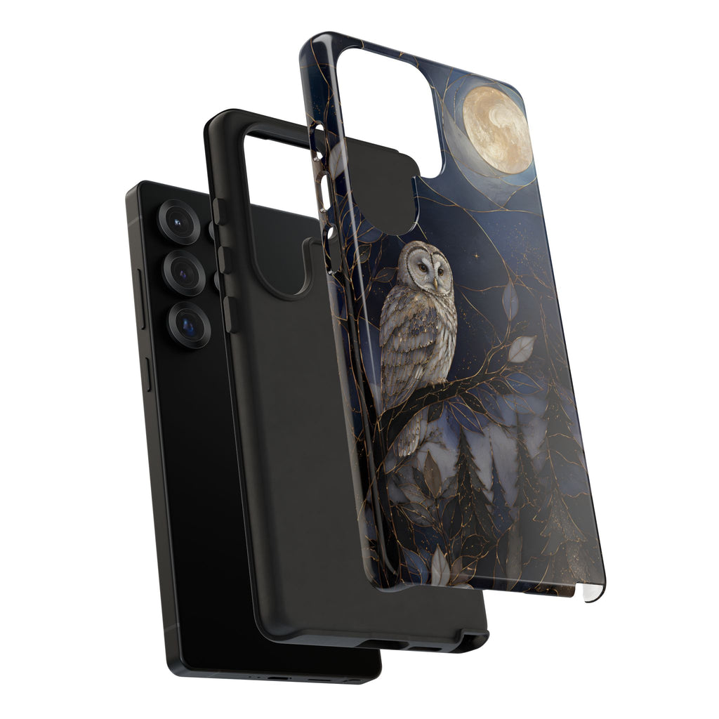 Owl Moon Samsung Galaxy Phone Case | Woodland Forest Night Art