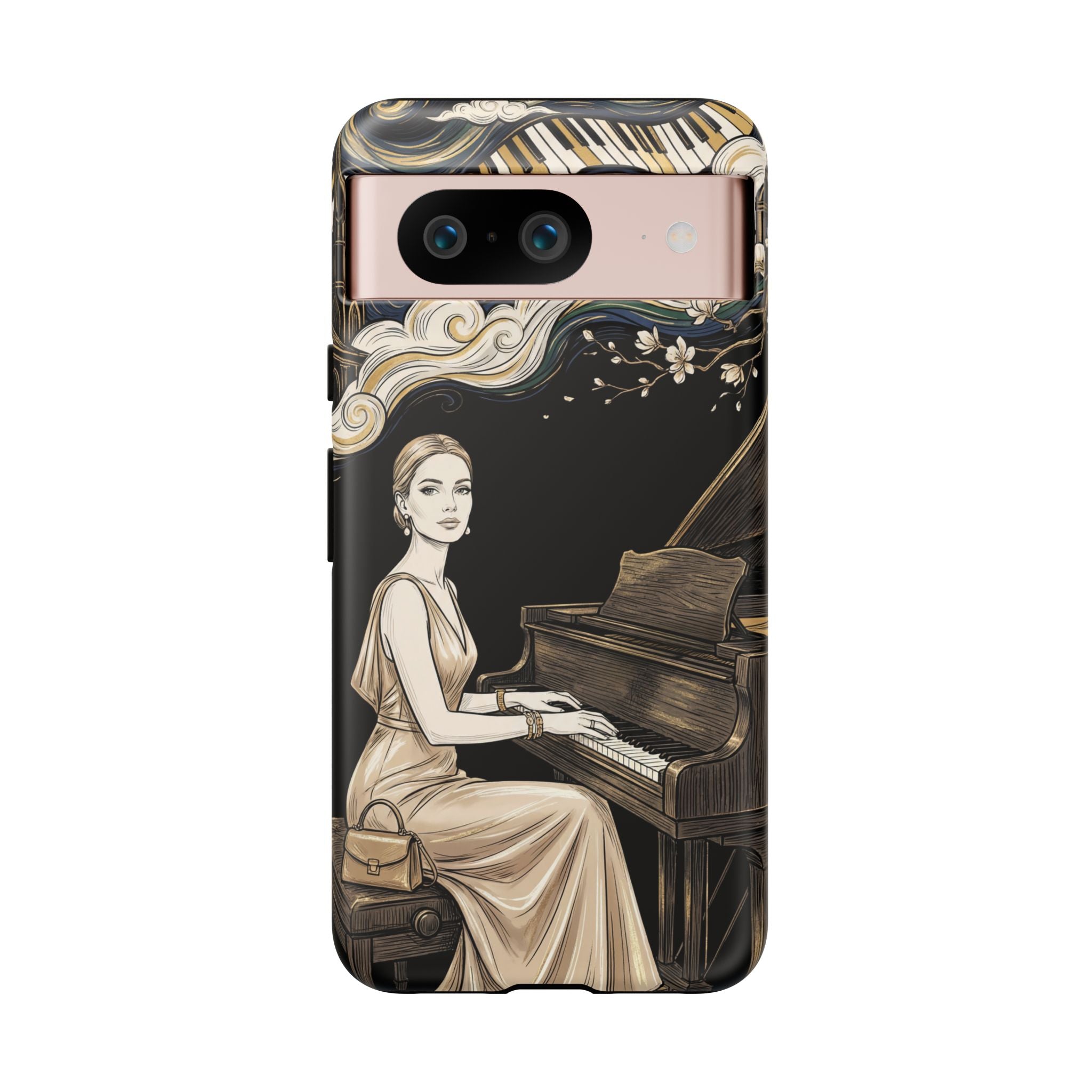 Elegant Piano Woman Google Pixel Phone Case | Vintage Art Deco Music Design