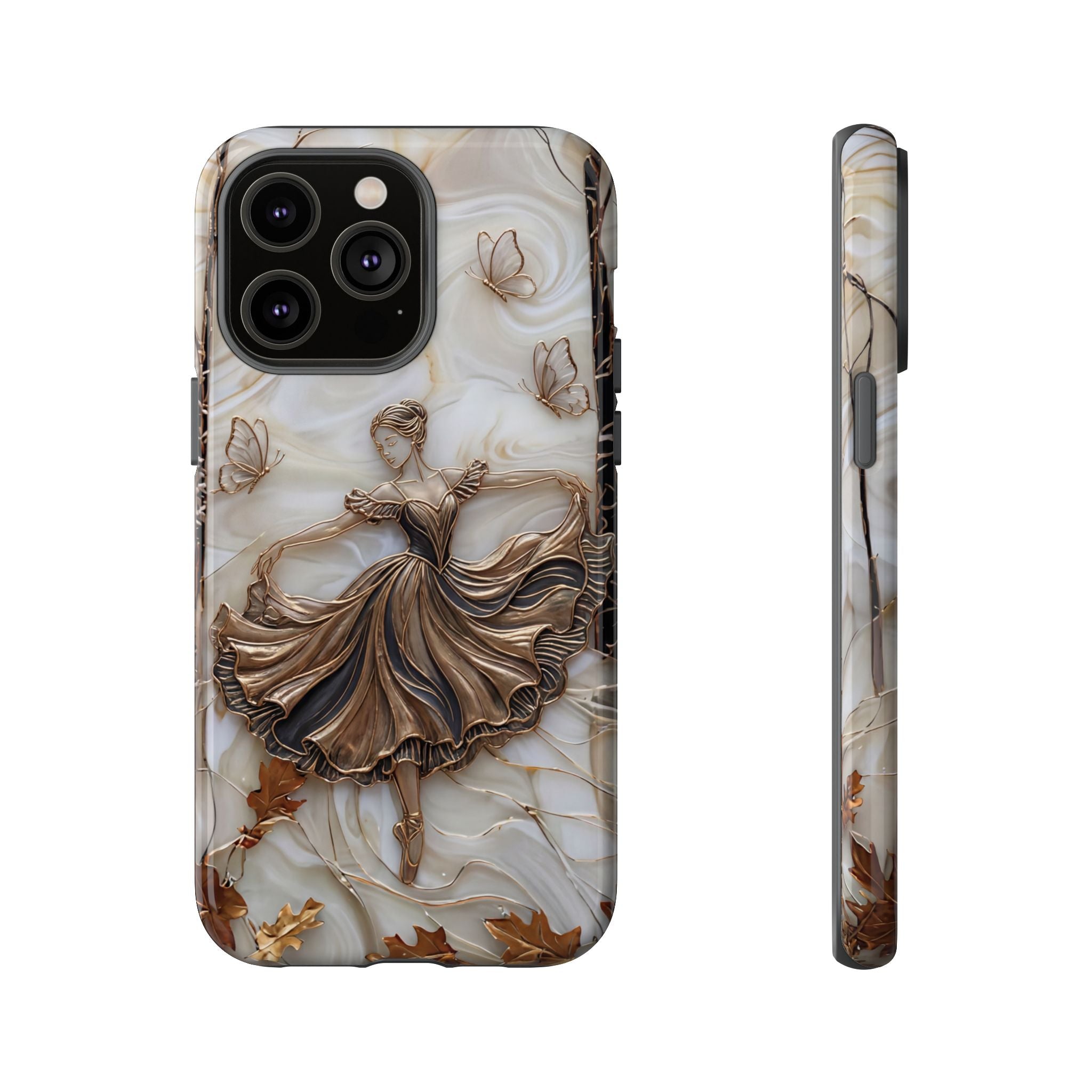 Elegant Bronze Ballerina Dance Design iPhone Case