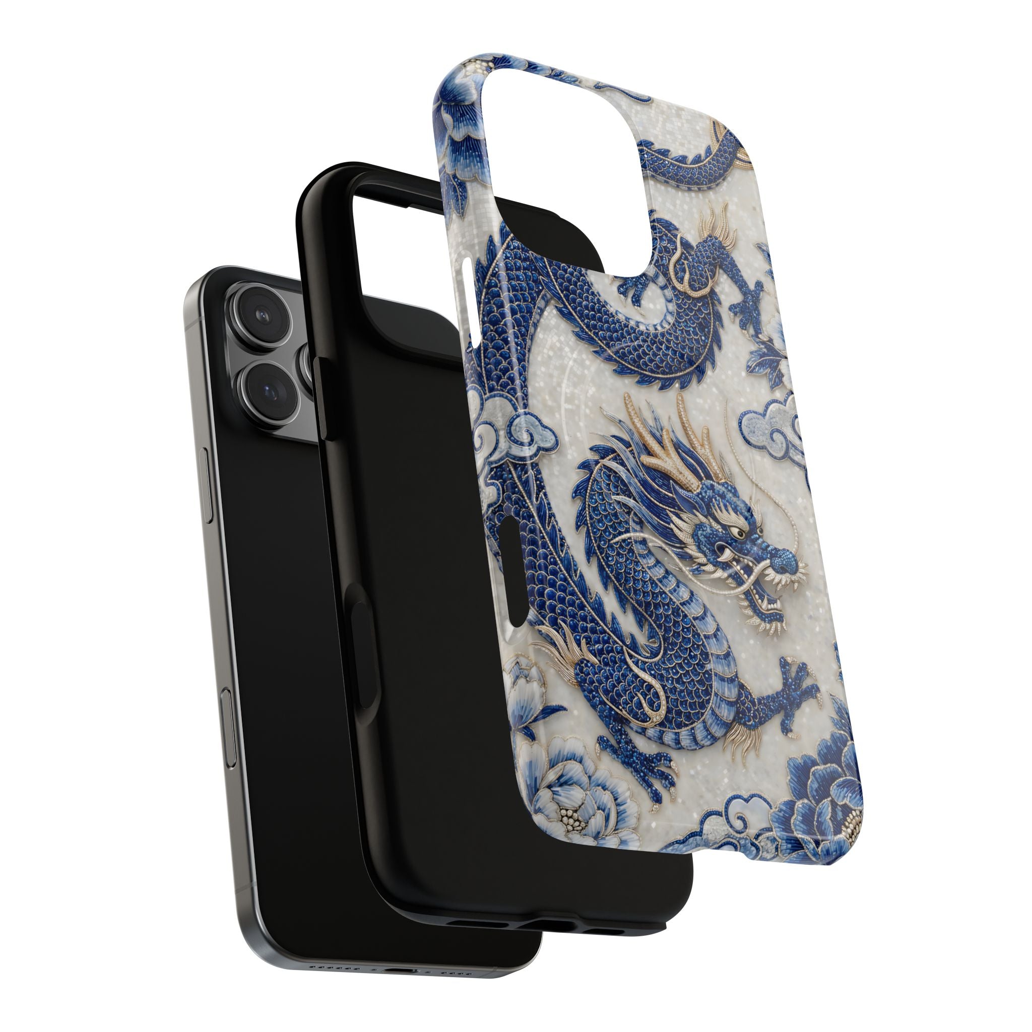 Asian Zodiac Dragon MagSafe iPhone Case V2 | Blue & White Porcelain Luxury Protective Case | Year of the Dragon Gift