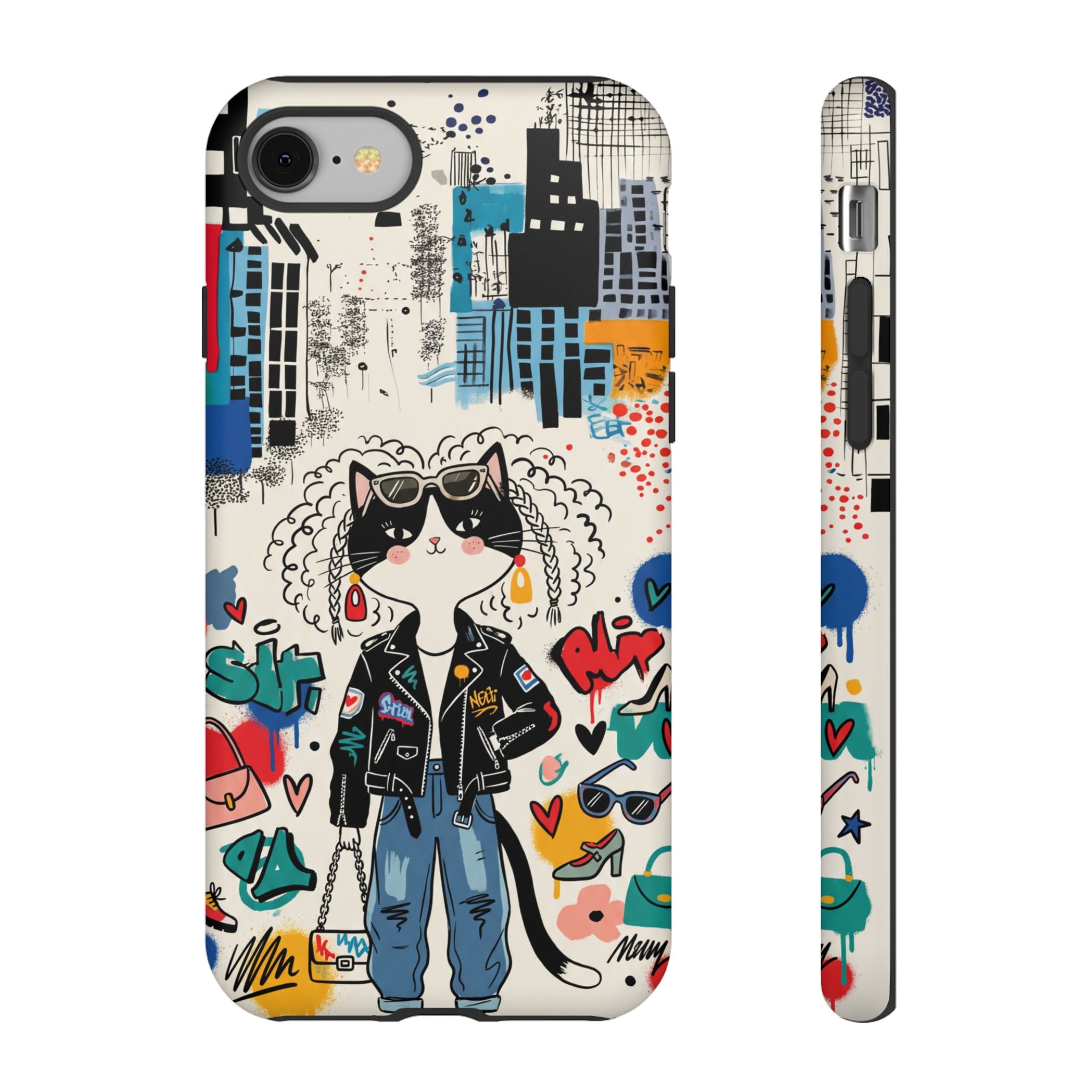 Punk City Cat Graffiti Design iPhone Case