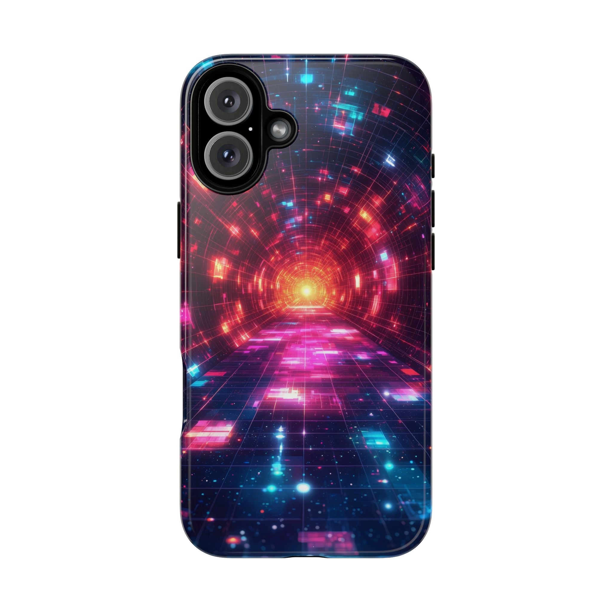 Neon Tunnel Tough iPhone Case — Retro Futuristic Galaxy Design