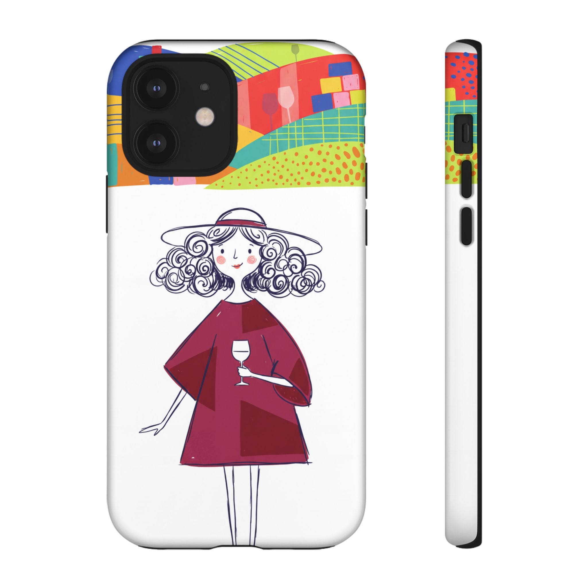 Colourful Artistic Wine Lady iPhone Case