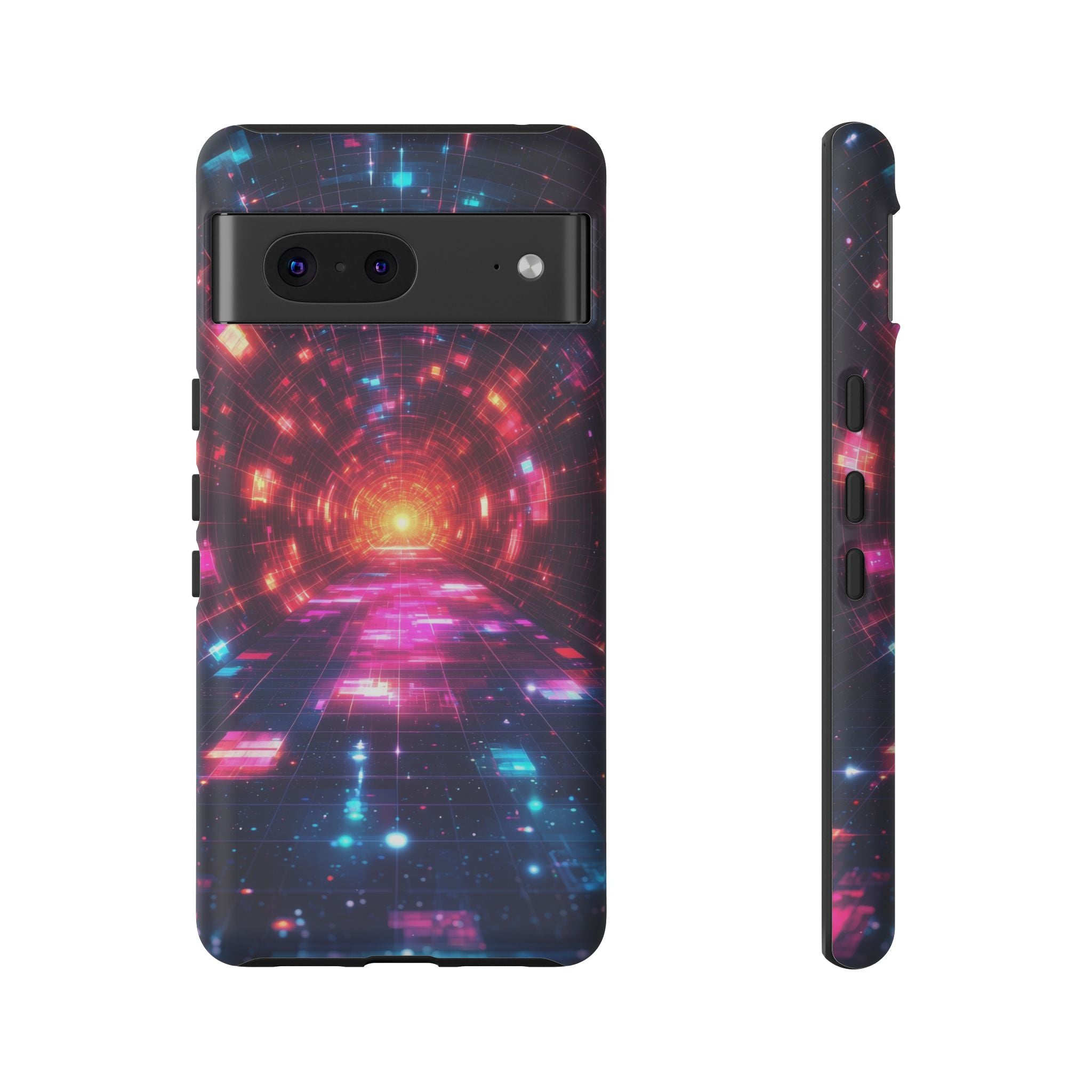 Neon Tunnel Tough Google Pixel Case — Retro Futuristic Galaxy Design