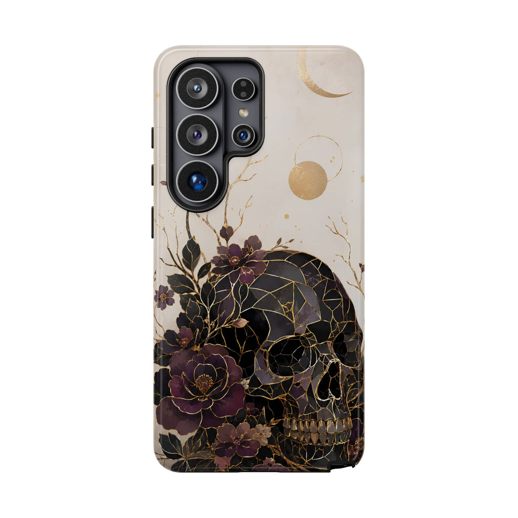 Gothic Skull Samsung Galaxy Phone Case | Dark Floral Rose Art Cover