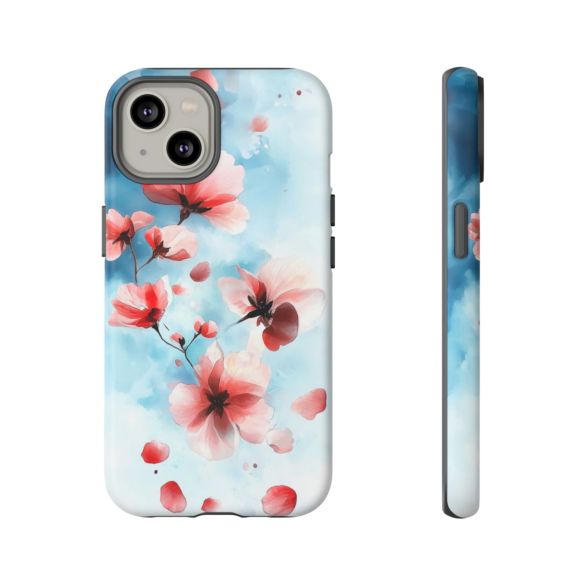 Floral Cherry Blossom iPhone Case | Pastel Pink Blue