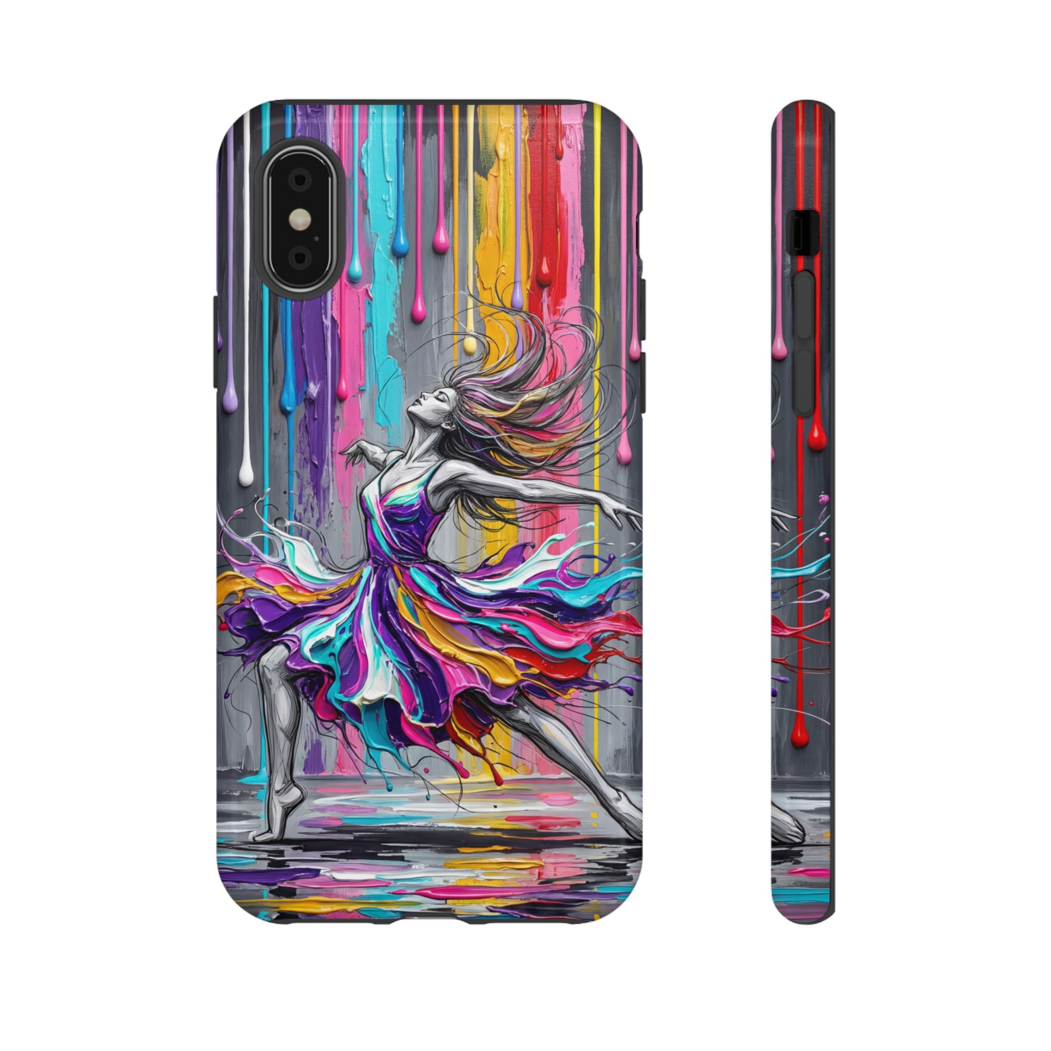 Colorful Dancer Tough iPhone Case | Vibrant Drip Art Protective Cover