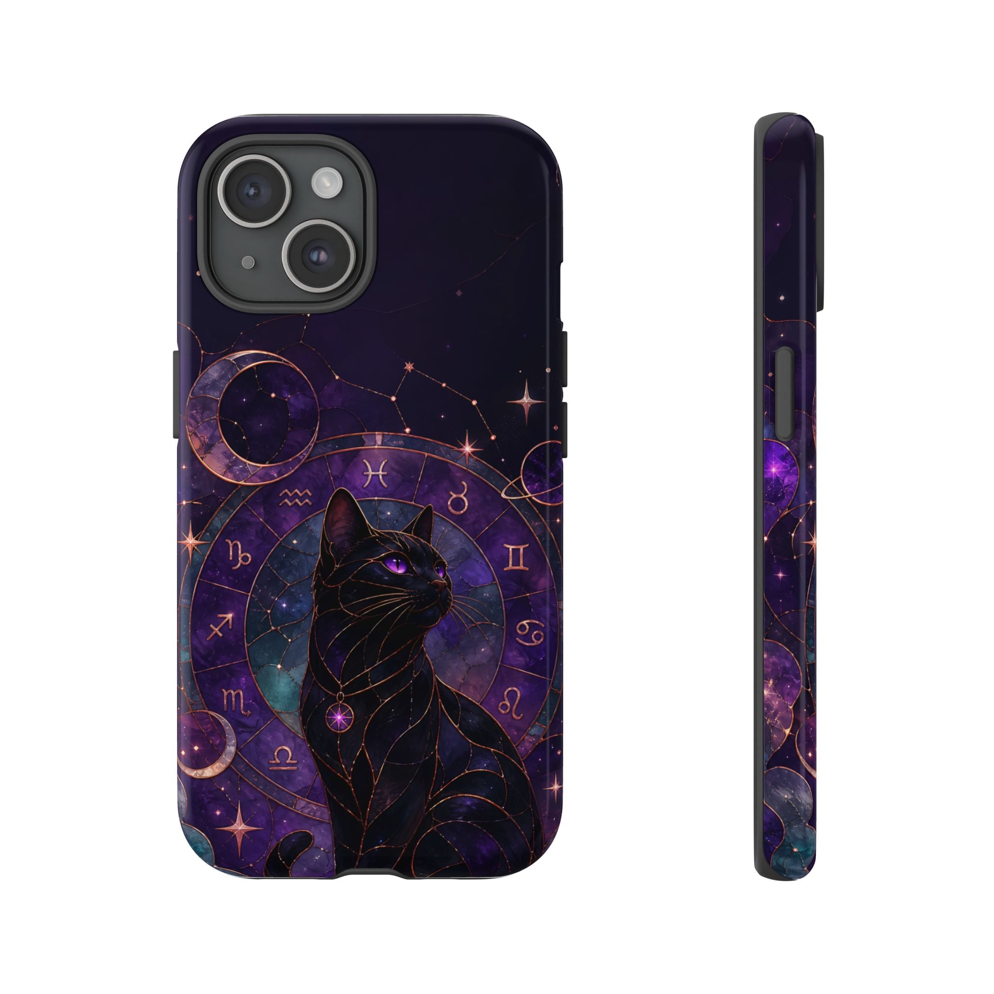 Black Cat Astrology iPhone Case | Zodiac Galaxy iPhone Case