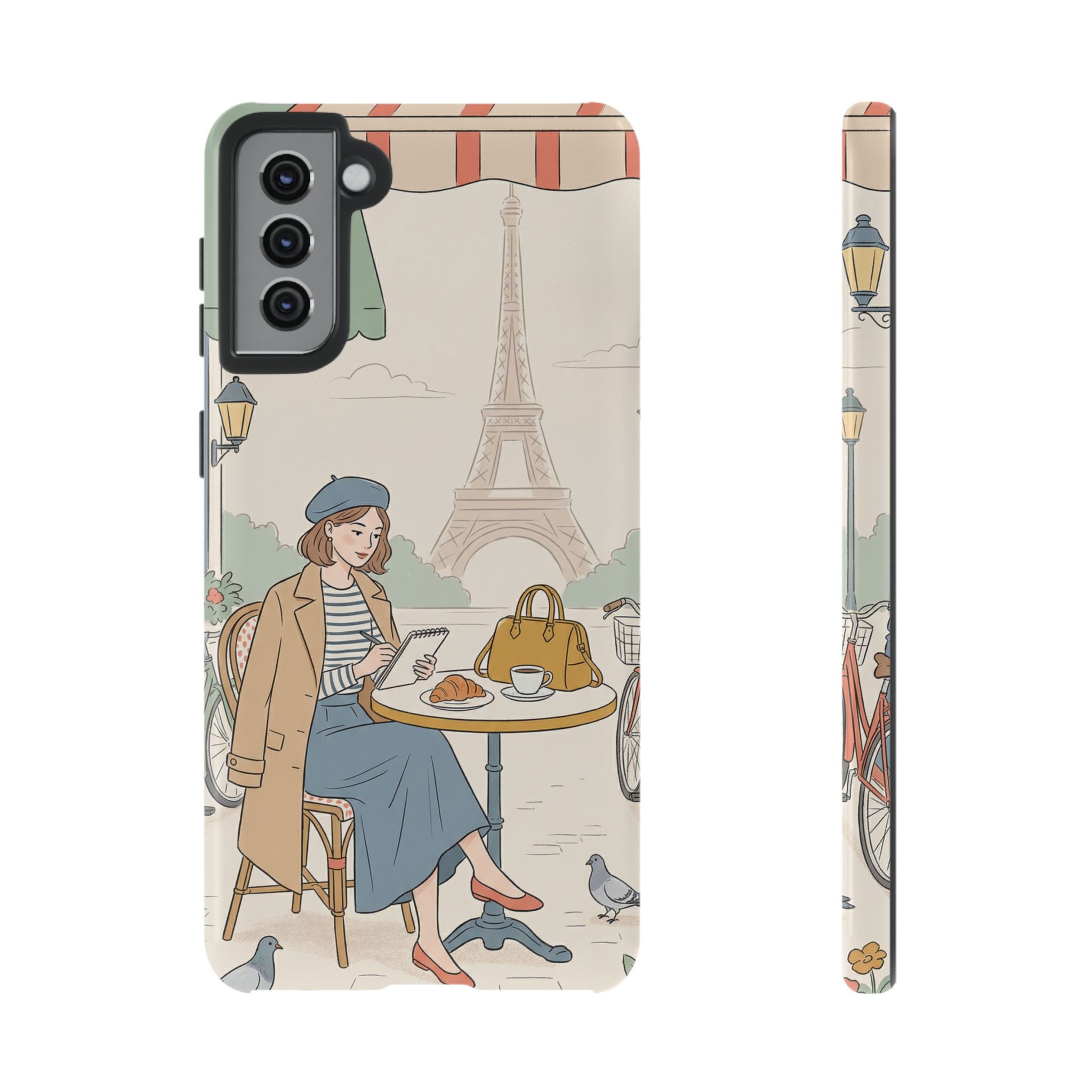 Paris Cafe Samsung Galaxy Phone Case | Cute Vintage Eiffel Tower Travel