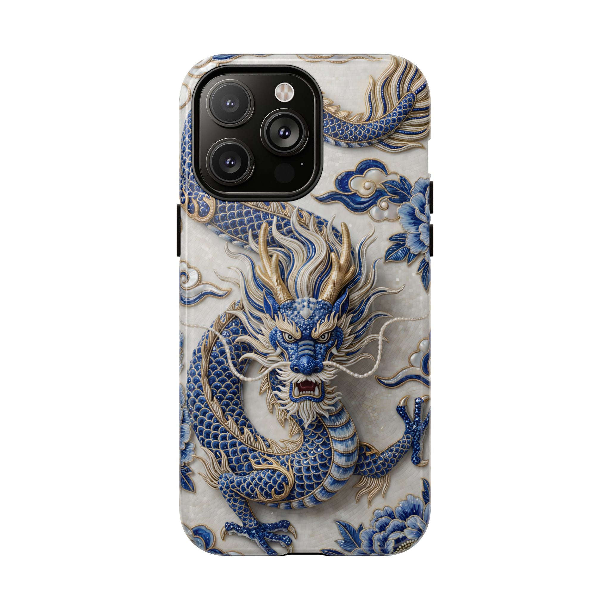 Asian Zodiac Dragon MagSafe iPhone Case | Blue & White Porcelain Luxury Protective Case | Year of the Dragon Gift