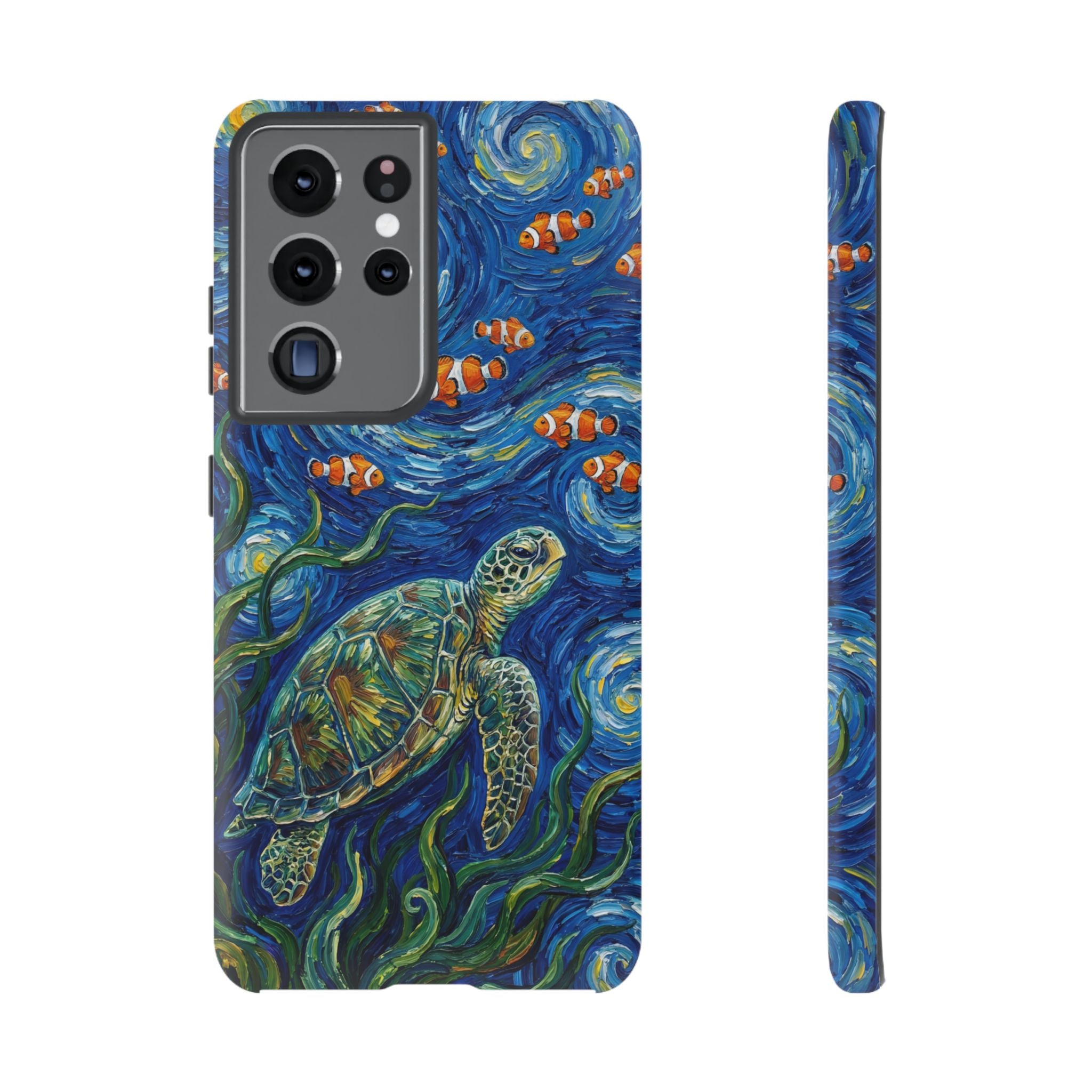 Sea Turtle & Clownfish Tough Samsung Galaxy Case | Van Gogh Style Ocean Art