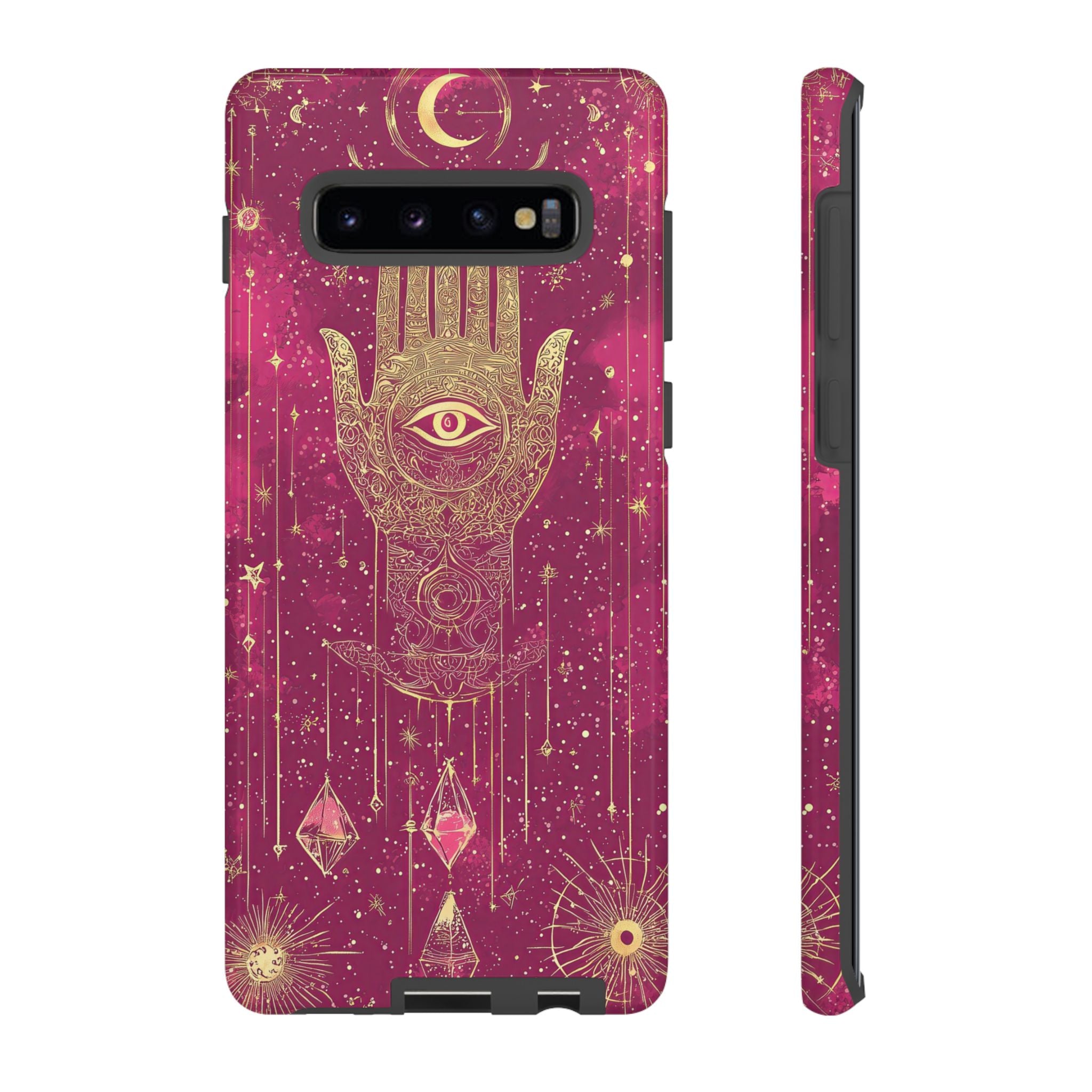 Mystic Hamsa Samsung Galaxy Case | Gold Palm & All-Seeing Eye on Magenta Galaxy
