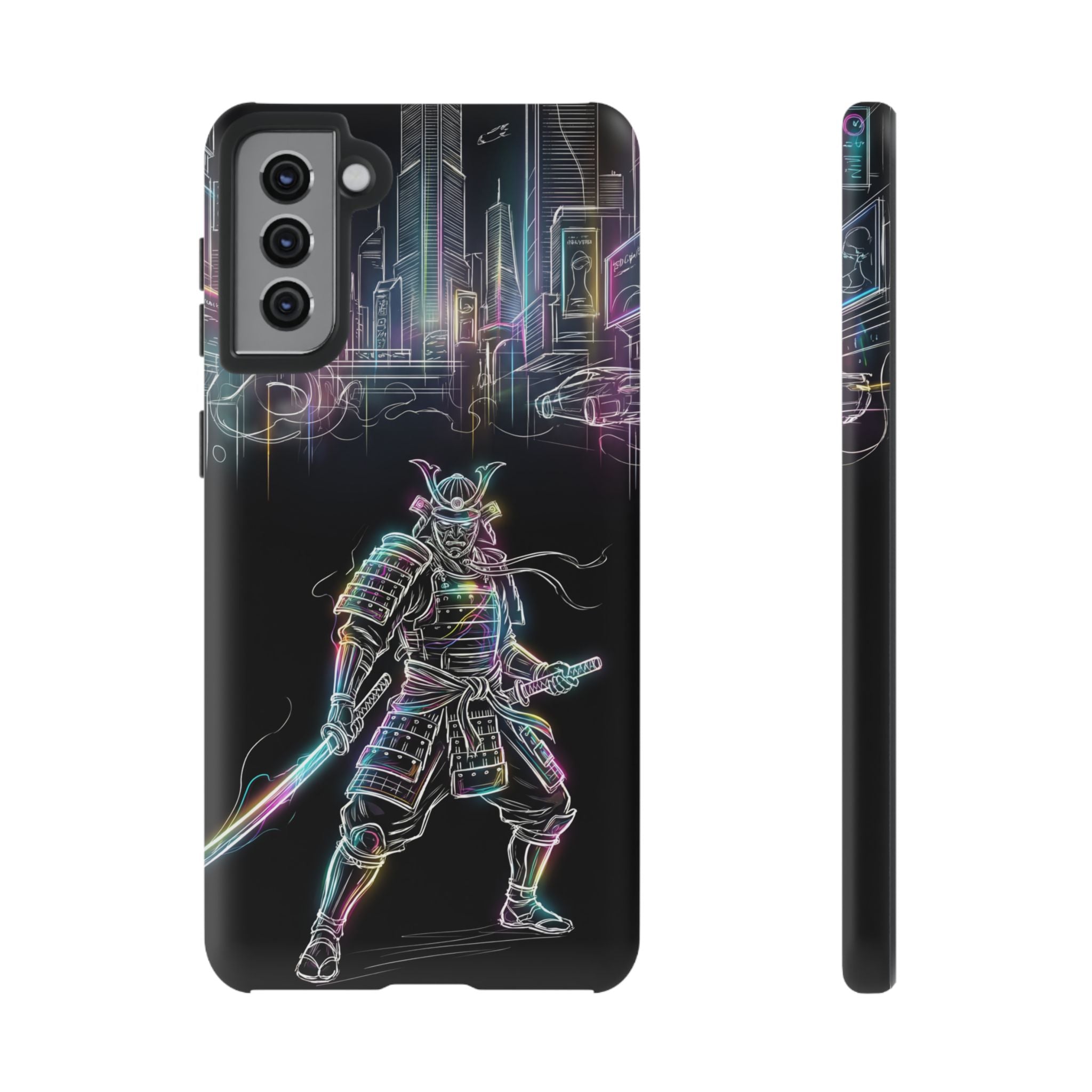Neon Samurai Samsung Galaxy Phone Case | Cyberpunk City Armor
