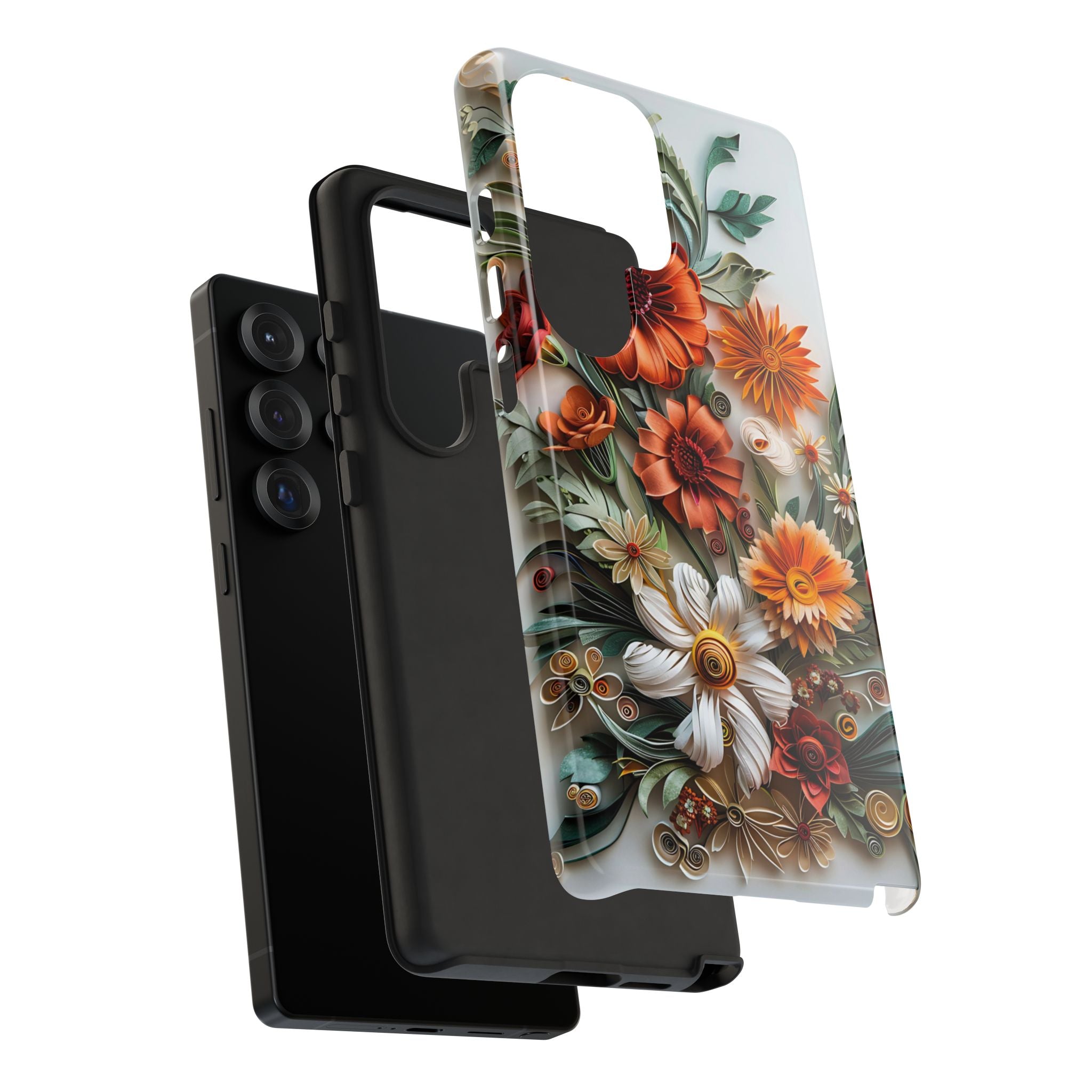 Floral Quilling Tough Samsung Galaxy Case — Orange Daisy
