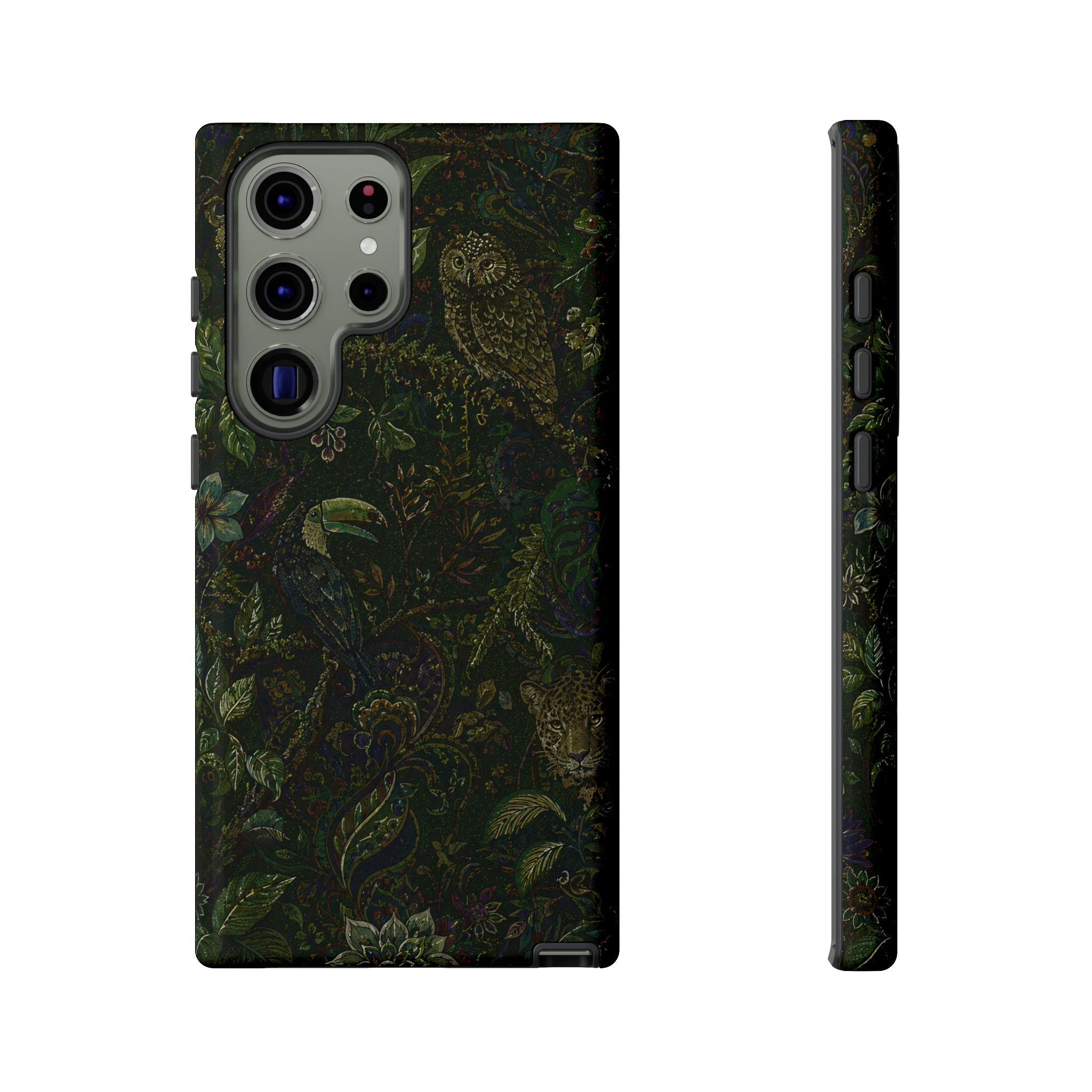 Dark Botanical Tough Samsung Galaxy Phone Case | Moody Forest Owl Cover