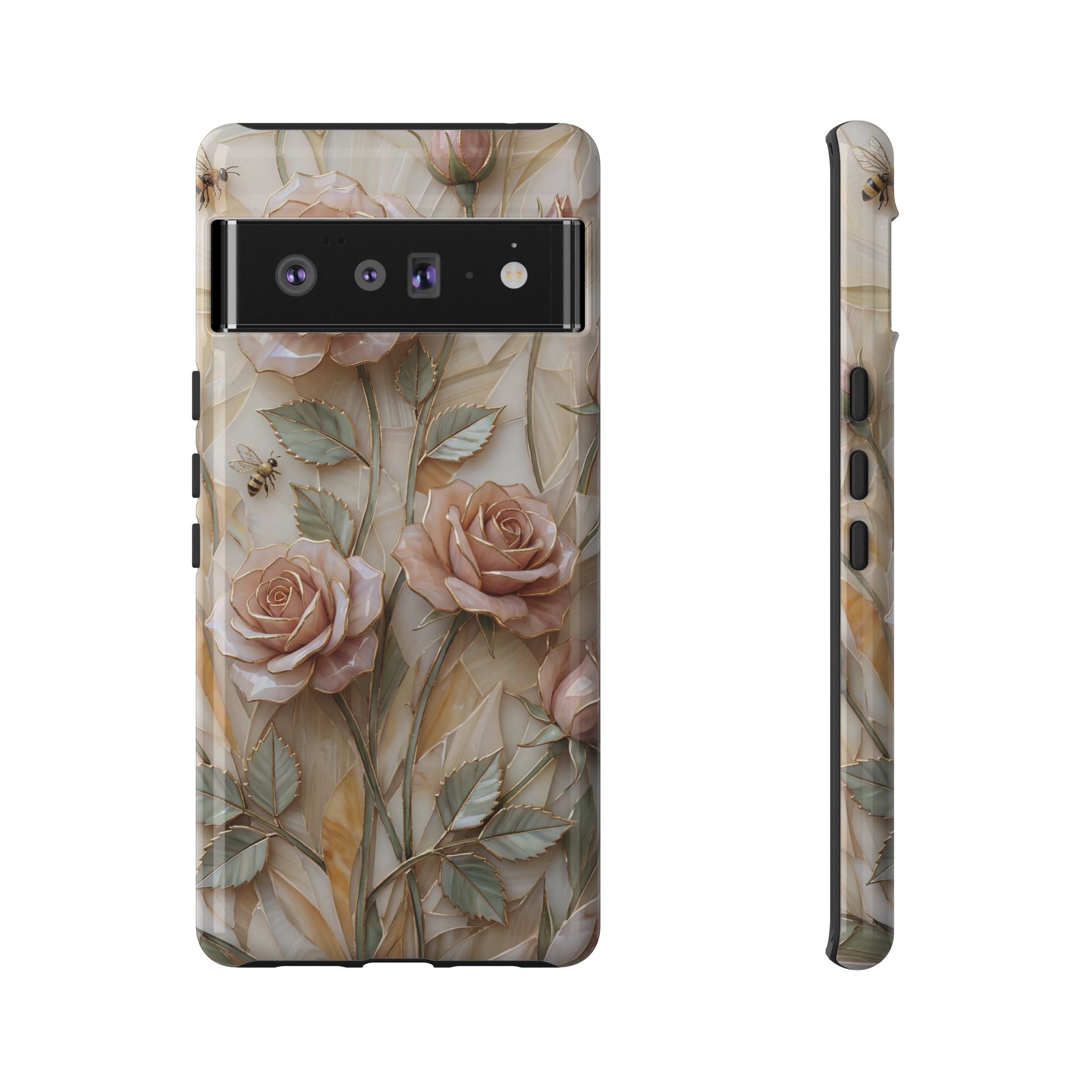 Vintage Blush Rose Floral Tough Google Pixel Protective Cover