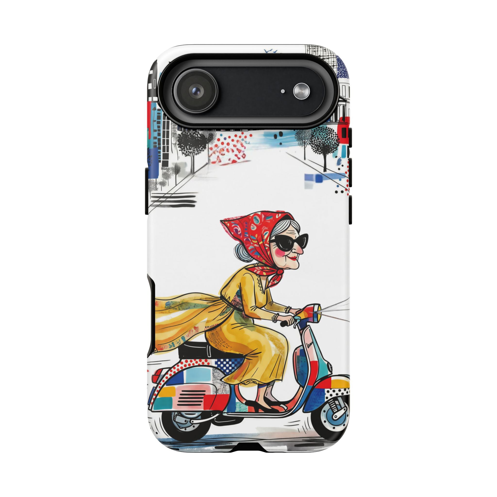 Vintage Vespa Granny iPhone Case | Retro Scooter Travel iPhone Cover