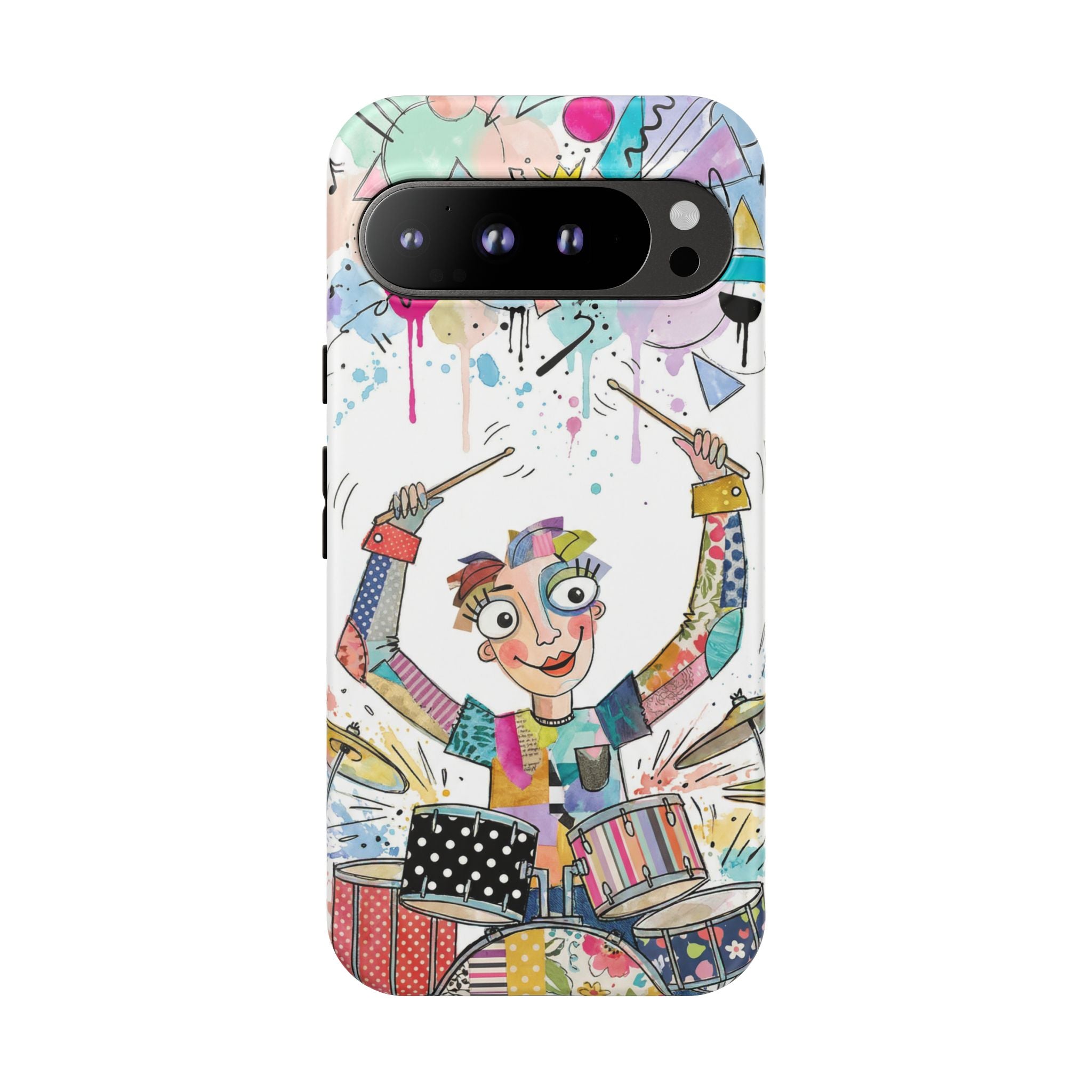 Drummer Boy Google Pixel Phone Case | Colorful Cartoon Drum Kit Protective Cover