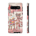 Artistic Cat Samsung Galaxy Phone Case | Painter Kitty Illustration Tough Case
