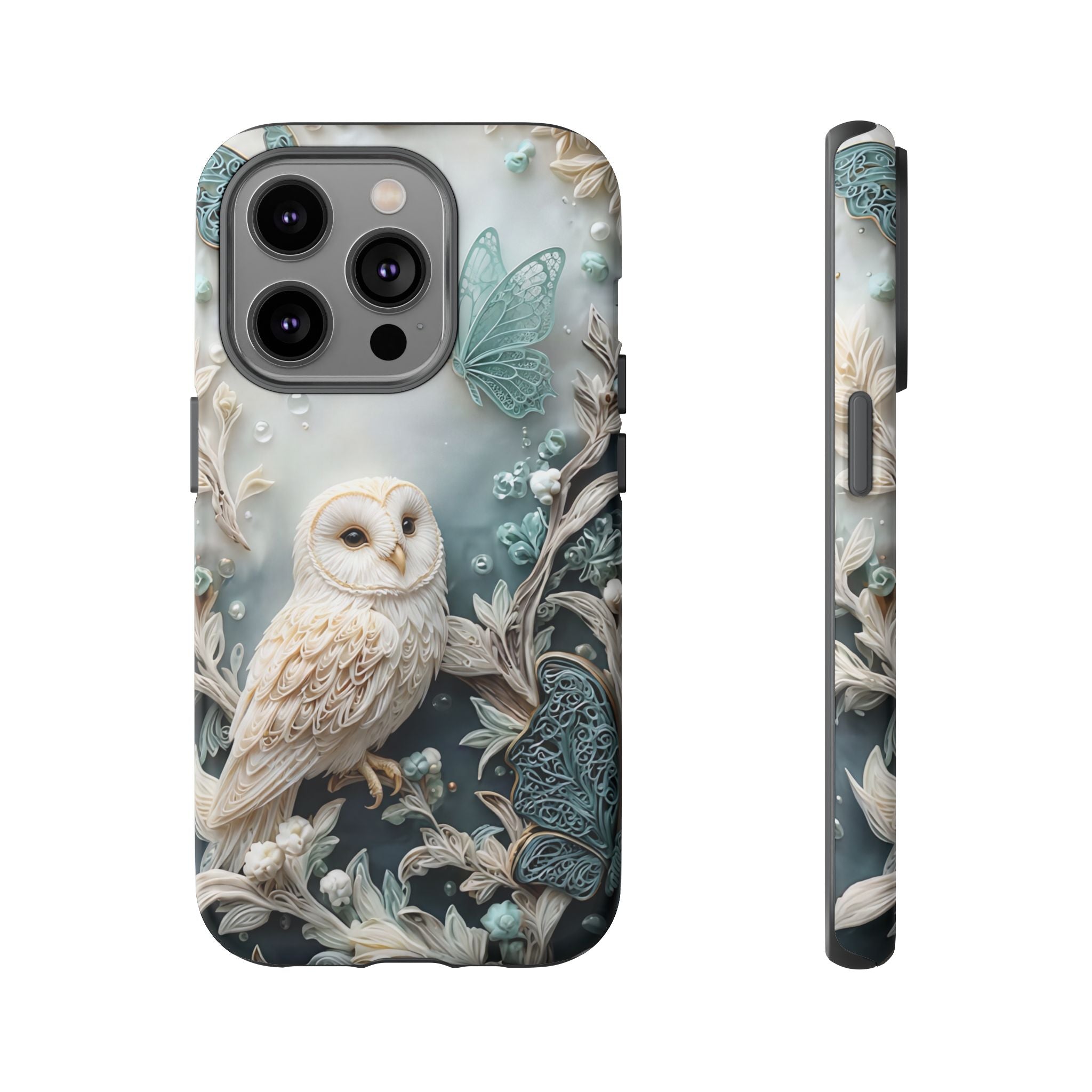 Barn Owl & Butterflies Tough iPhone Case