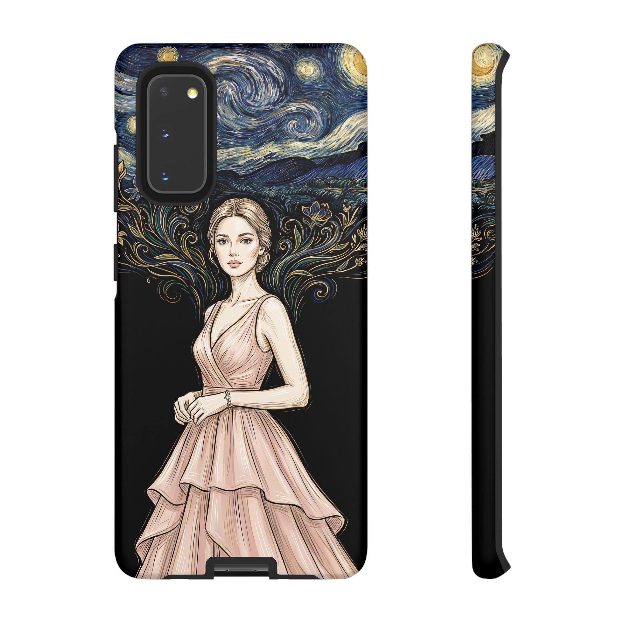 Art Nouveau Starry Night Samsung Galaxy Phone Case | Elegant Woman Illustration Tough Case