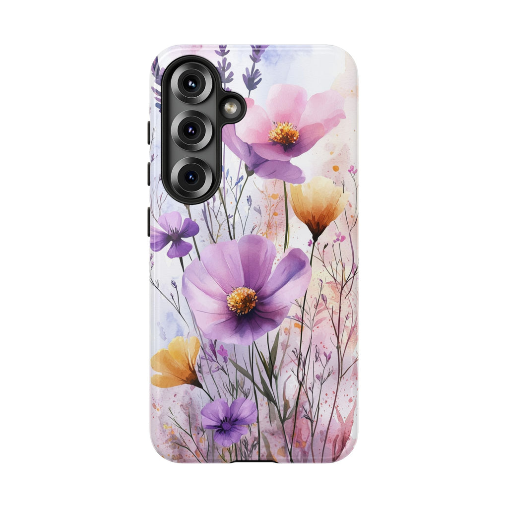 Floral Watercolour Tough Samsung Galaxy Case | Purple & Yellow Wildflowers