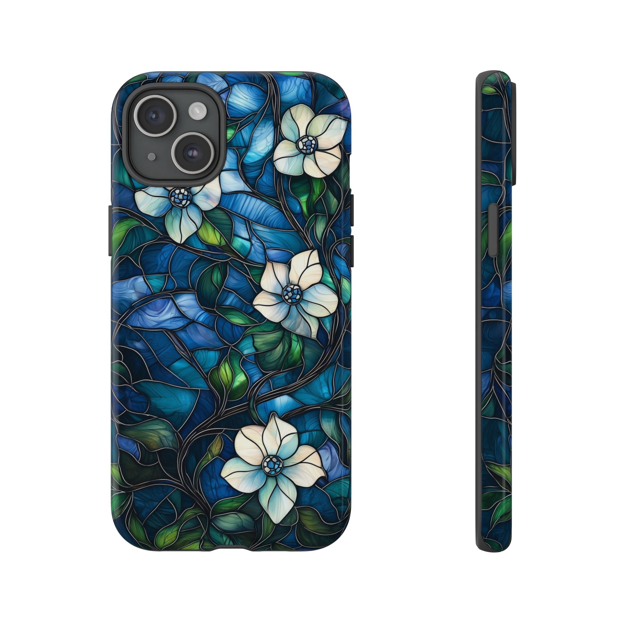 Floral Stained Glass iPhone Case – Blue Garden