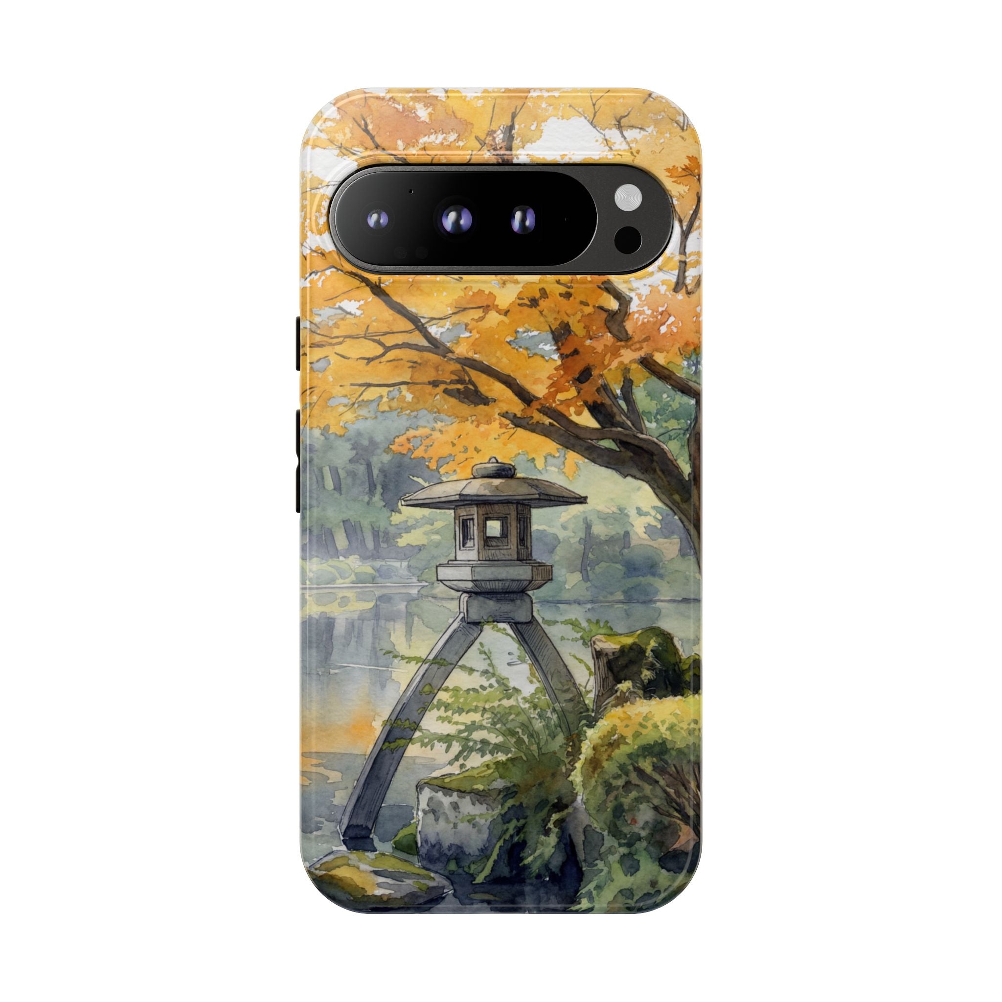 Autumn Japanese Garden Google Pixel Phone Case | Scenic Lantern Fall