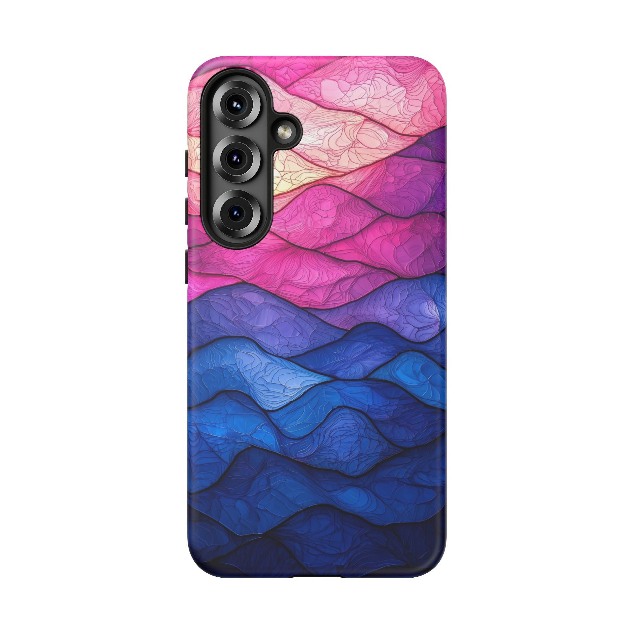 Abstract Ocean Waves Samsung Galaxy Case — Pink & Blue Gradient Tough Case
