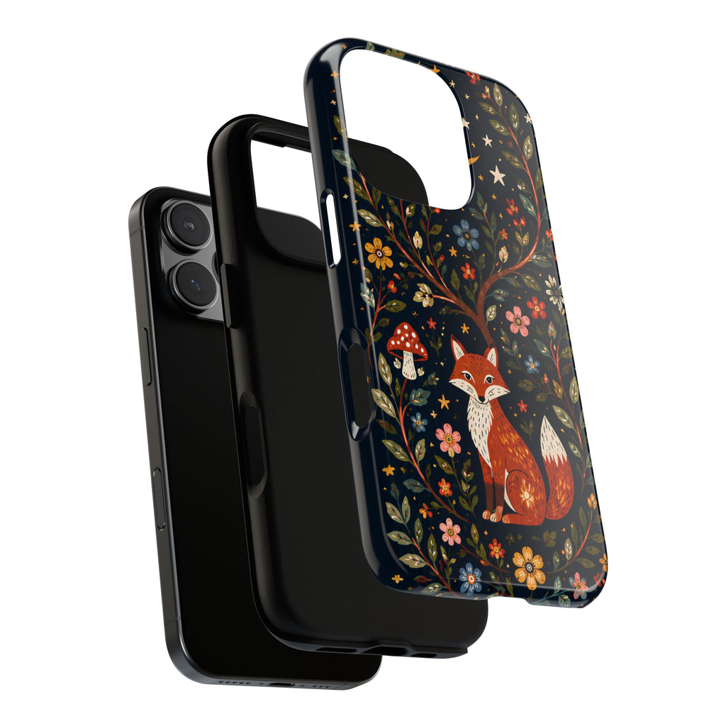 Fox Moon iPhone Case | Whimsical Floral Night Woodland Protective Case