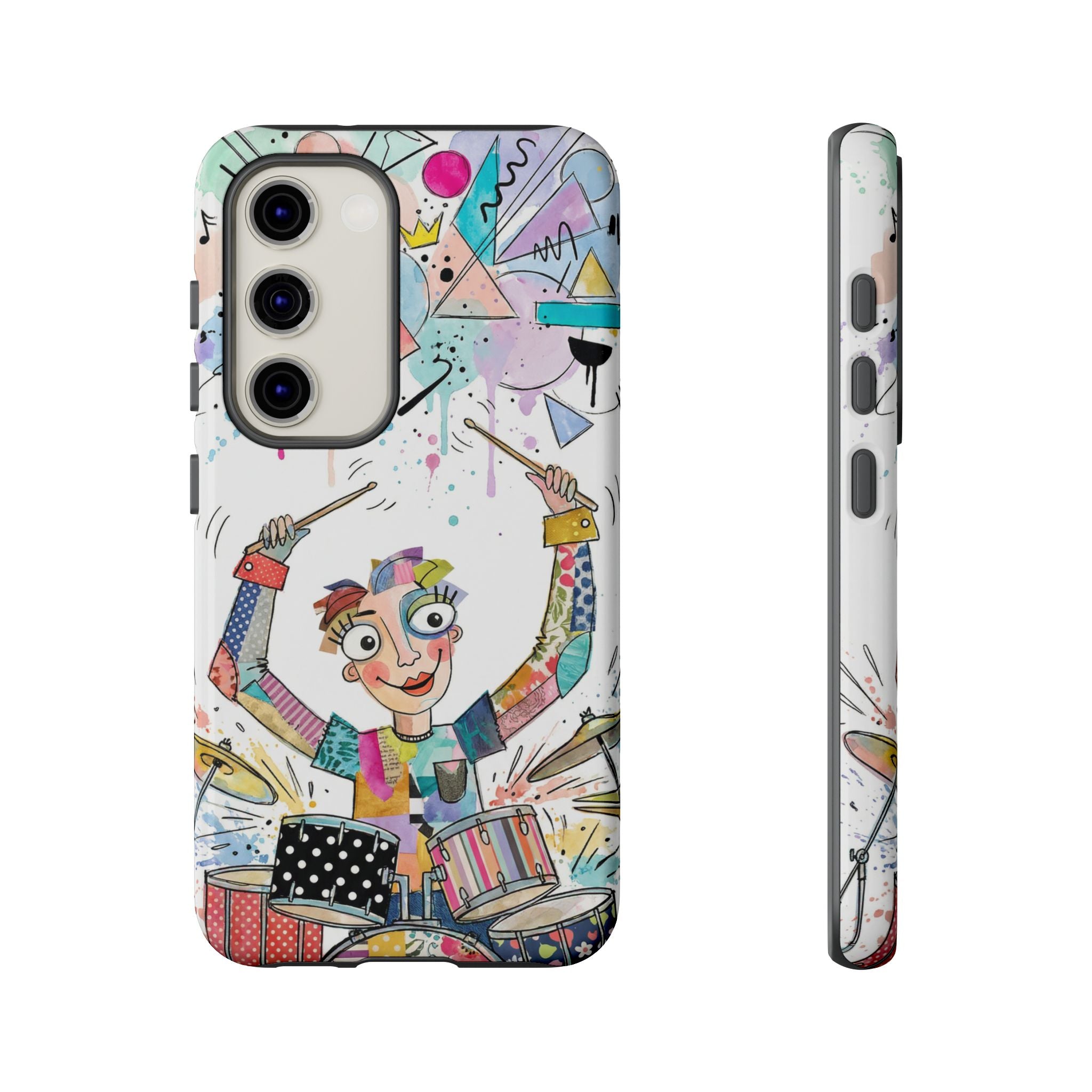 Drummer Boy Samsung Galaxy Phone Case | Colorful Cartoon Drum Kit Protective Cover