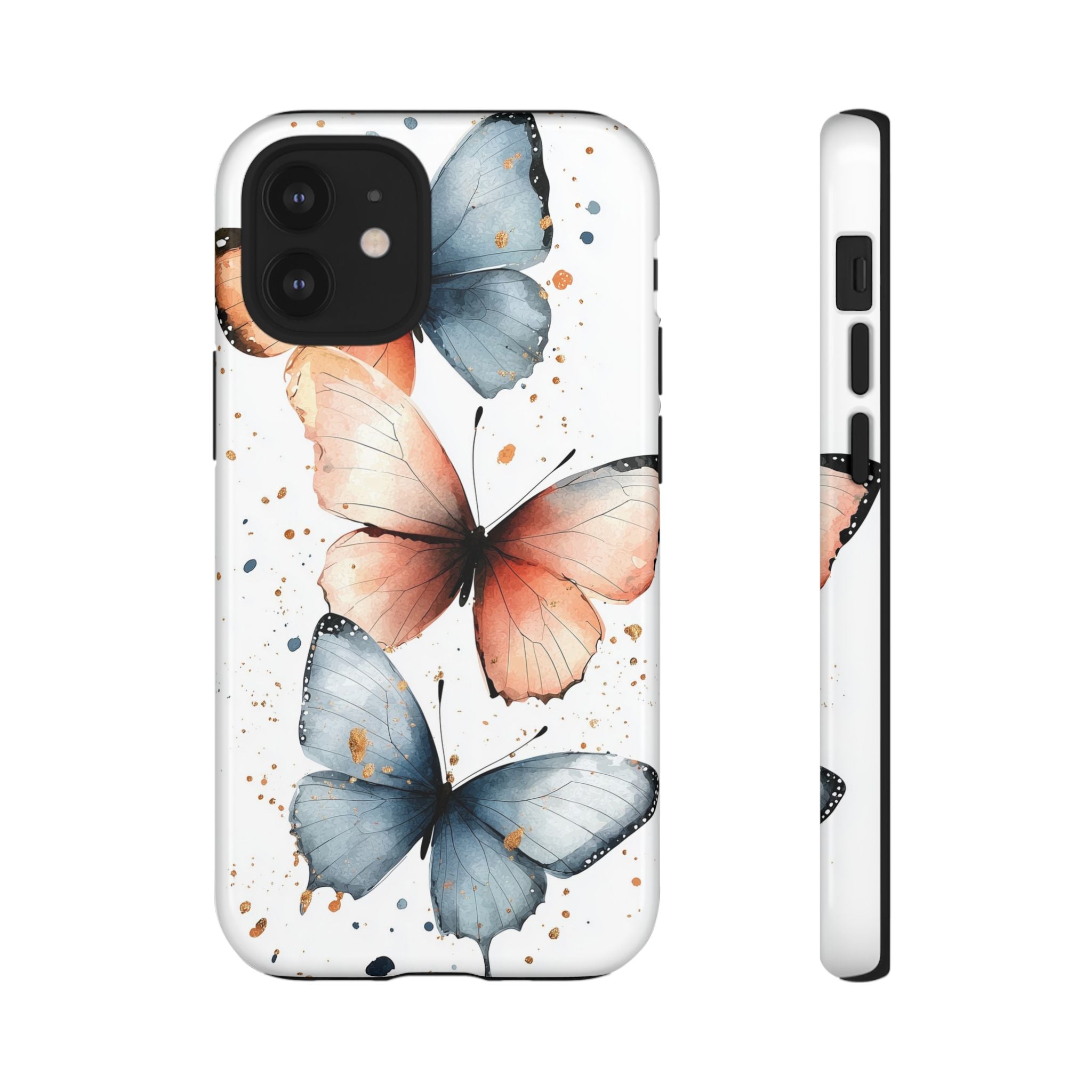 Watercolour Blue & Peach Butterfly Tough iPhone Case
