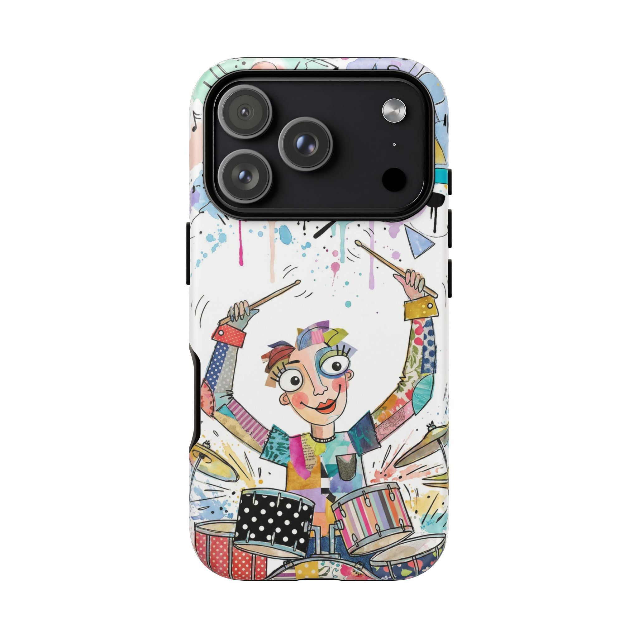 Drummer Boy iPhone Case | Colorful Cartoon Drum Kit Protective Cover