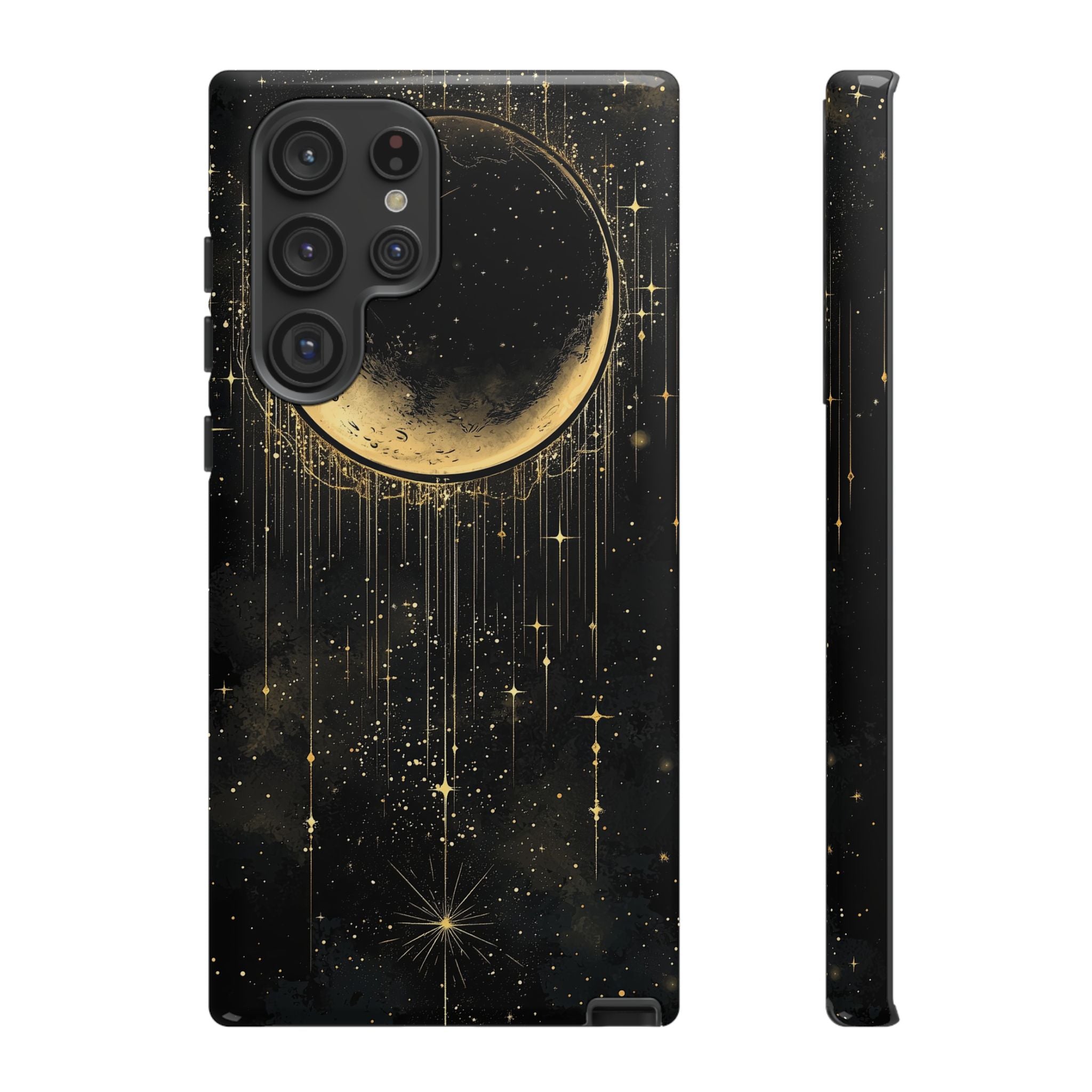 Moonlit Crescent Tough Samsung Galaxy Case | Gold Stars Night Sky