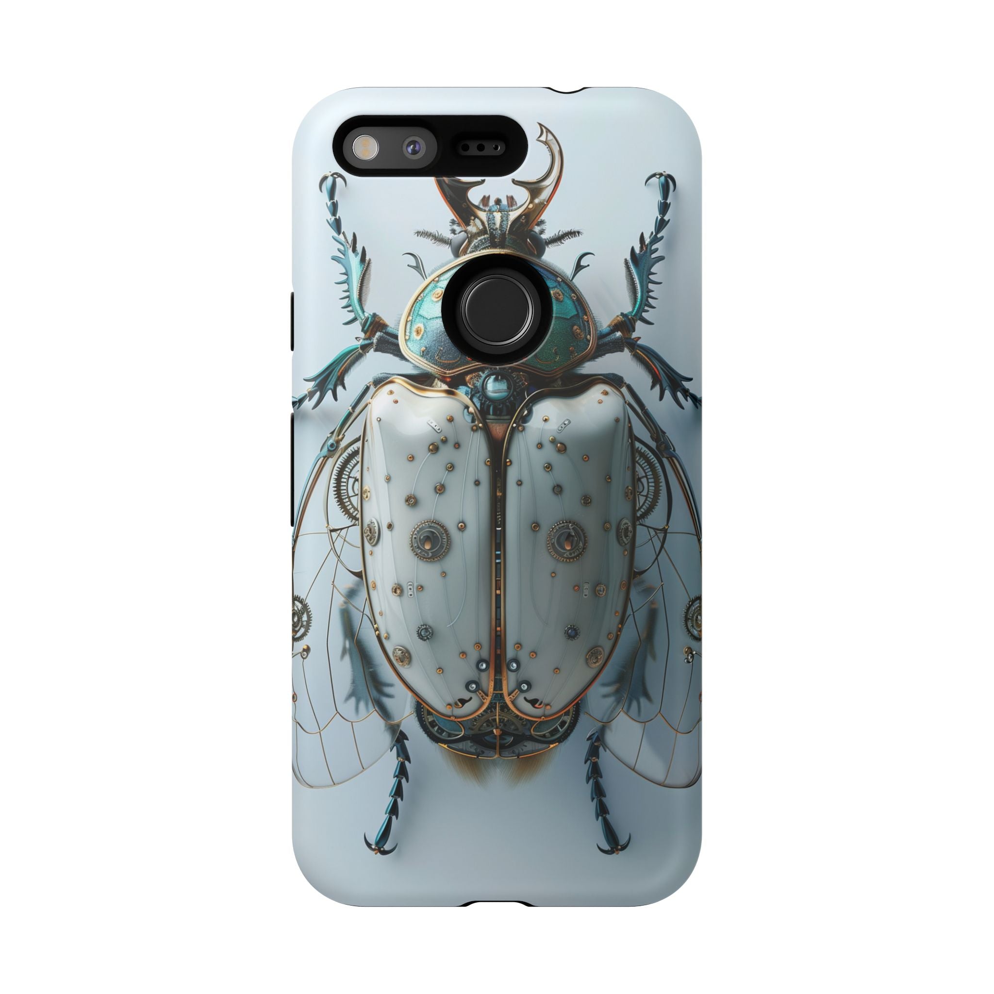 Steampunk White Beetle Protective Tough Google Pixel Case