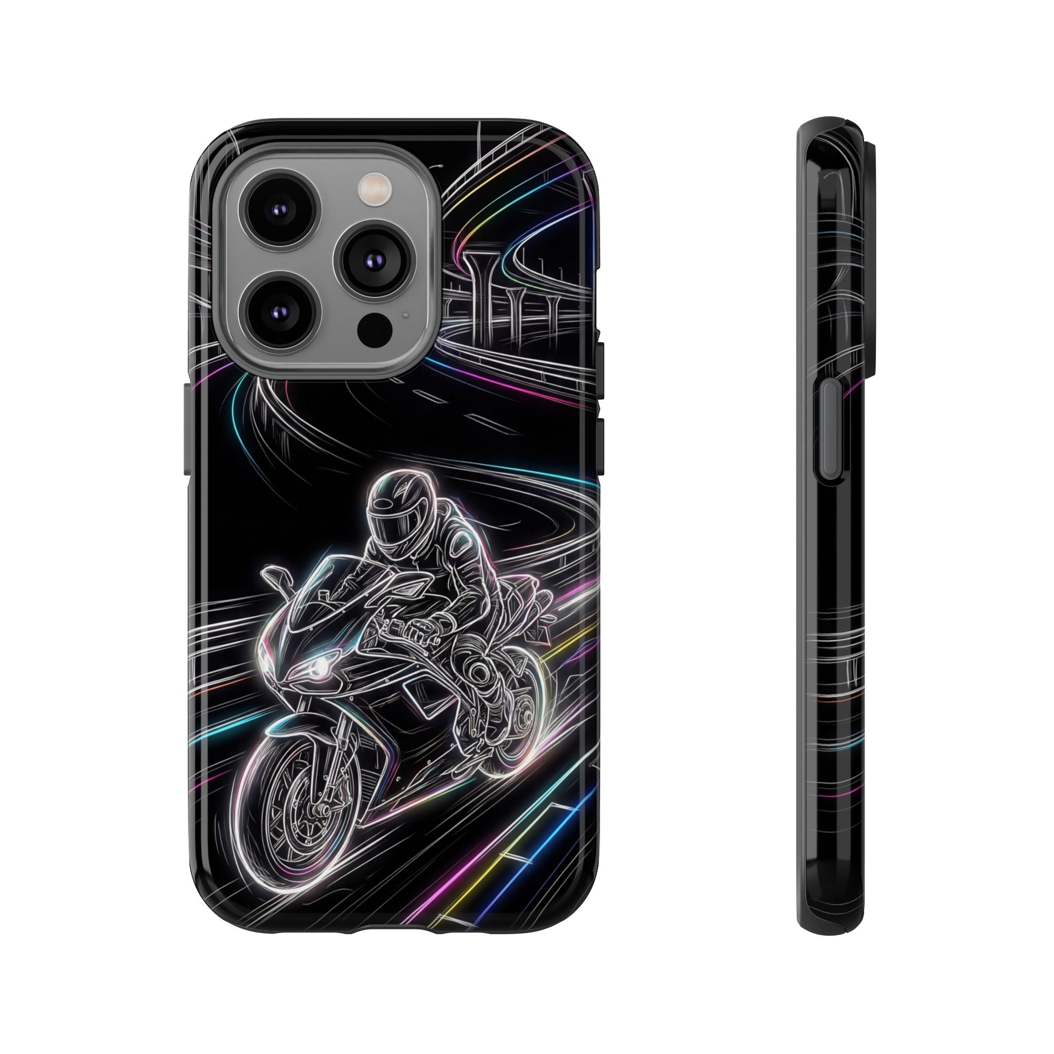 Neon Night Rider iPhone Case | Motorcycle Racing Protective Cover