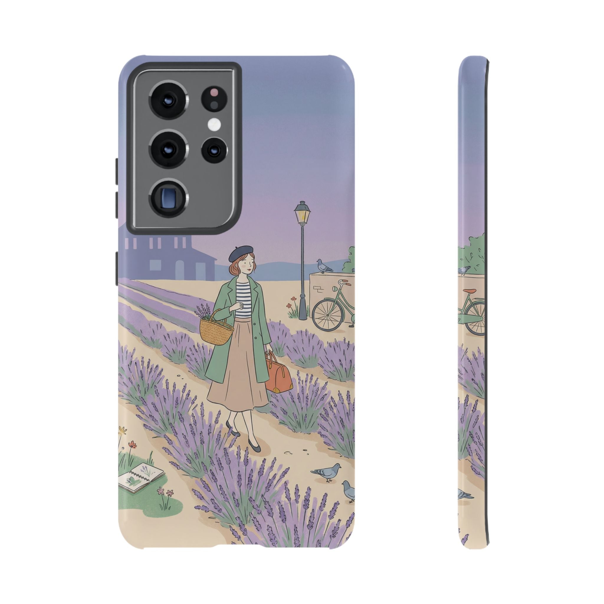Lavender Field Samsung Galaxy Phone Case | Vintage Travel Illustration Protective Case