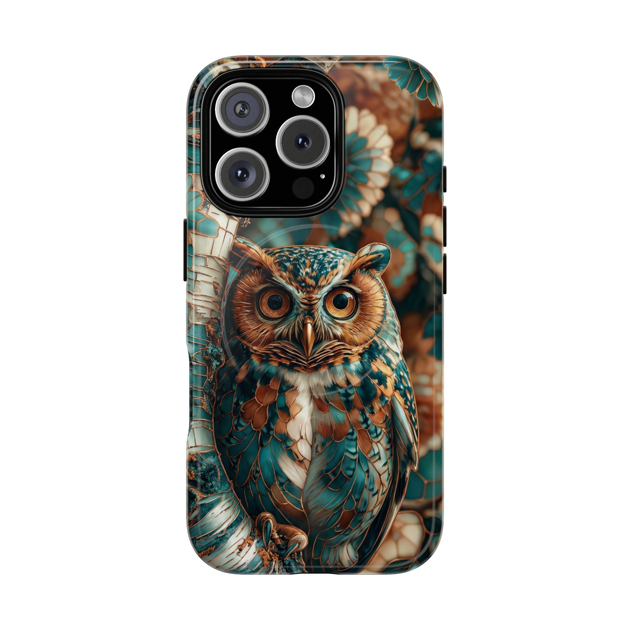 Custodia MagSafe resistente per iPhone con motivo a mosaico gufo