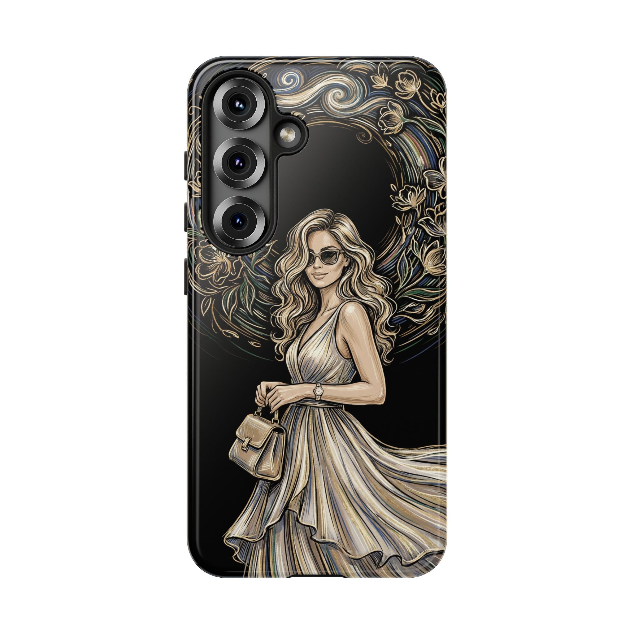 Stylish Woman Floral Wreath Tough Samsung Galaxy Phone Case