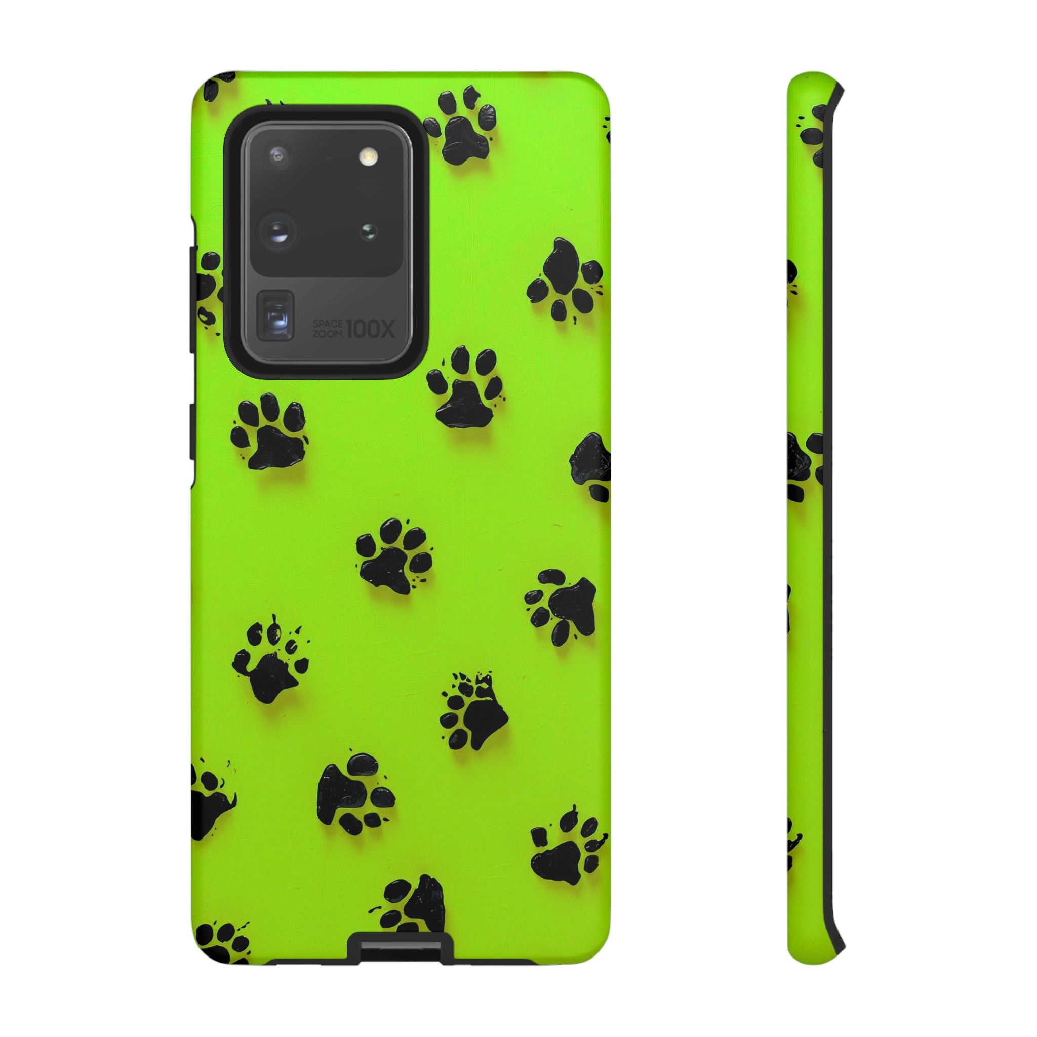 Neon Paw Print Tough Samsung Galaxy Case — Shockproof Pet Lover iPhone Cover