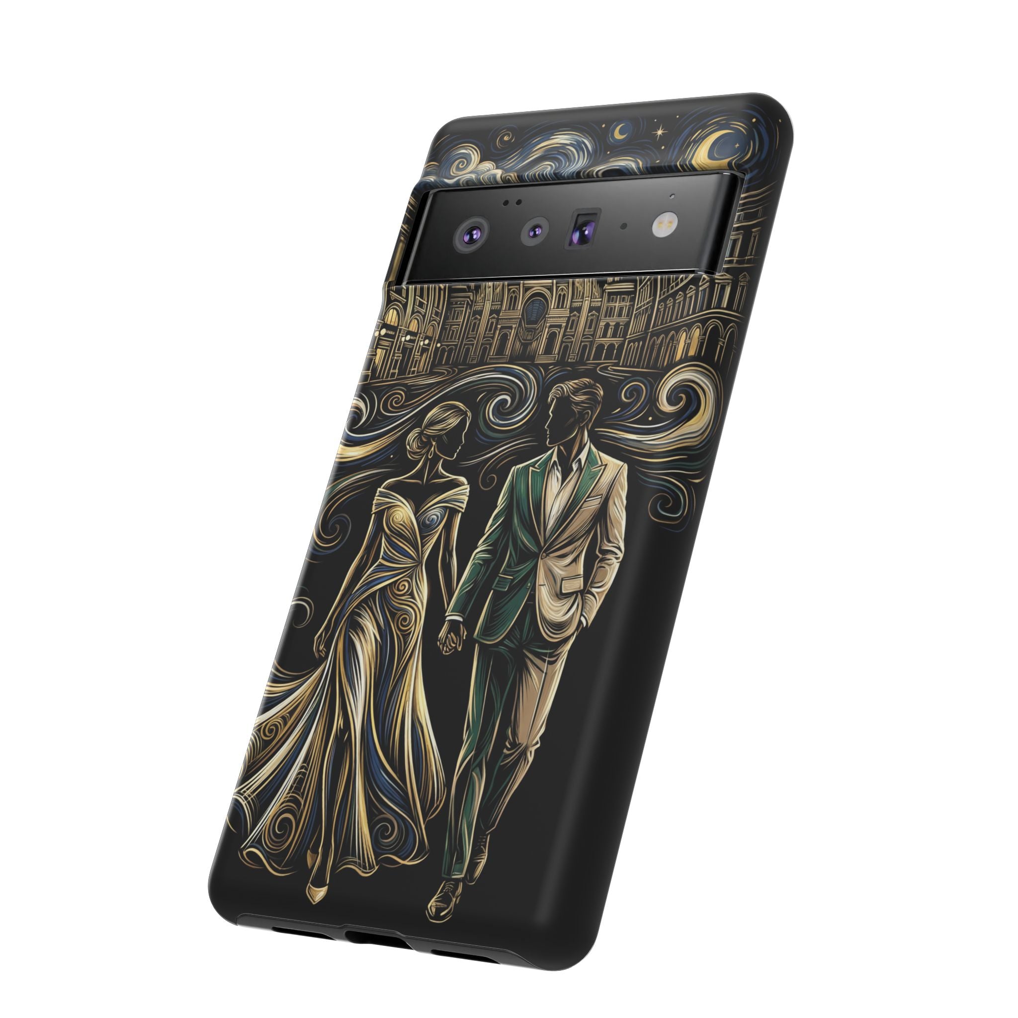 Romantic Night Walk Google Pixel Phone Case | Elegant Couple Art