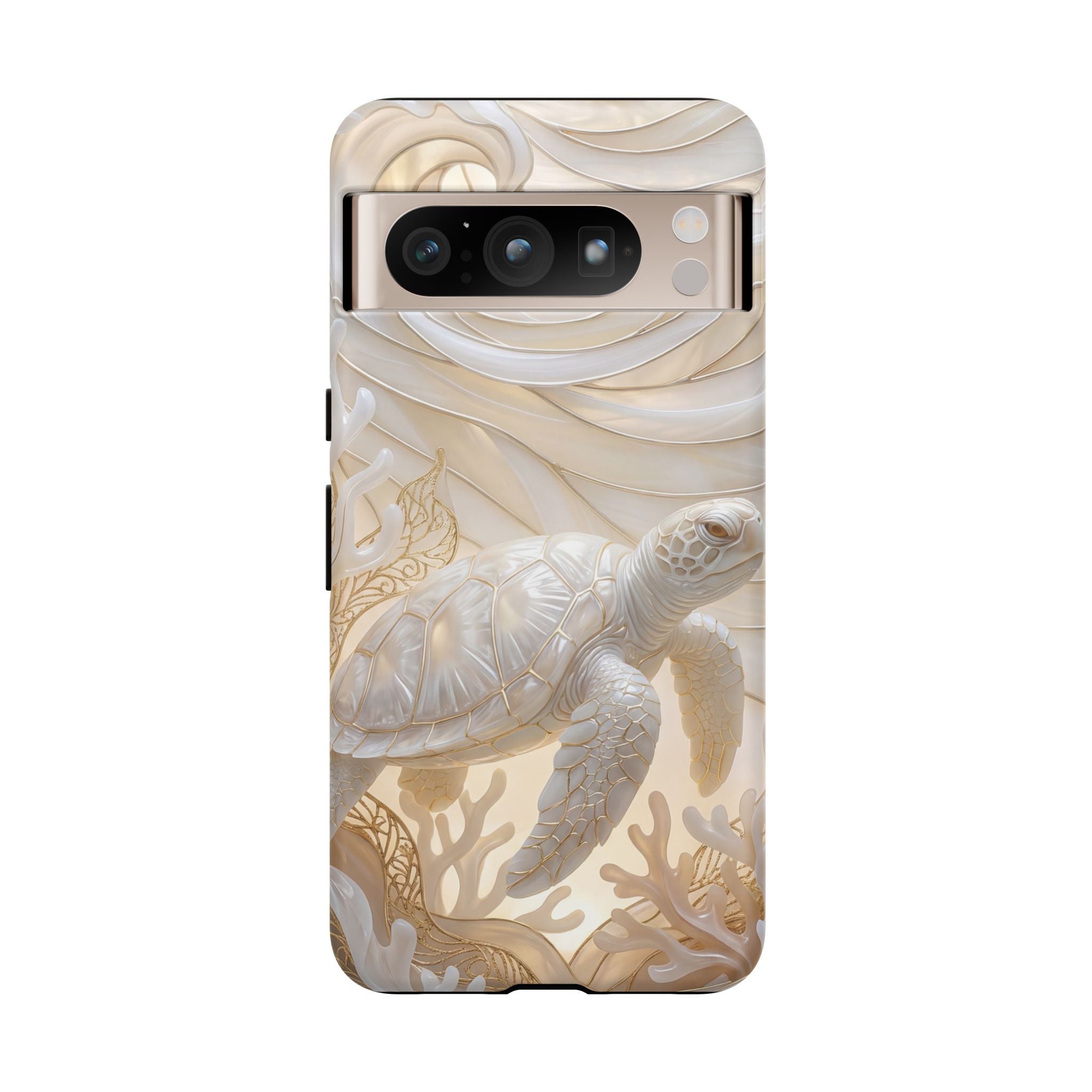 Sea Turtle Tough Google Pixel Case — Elegant Nautical Coral Design