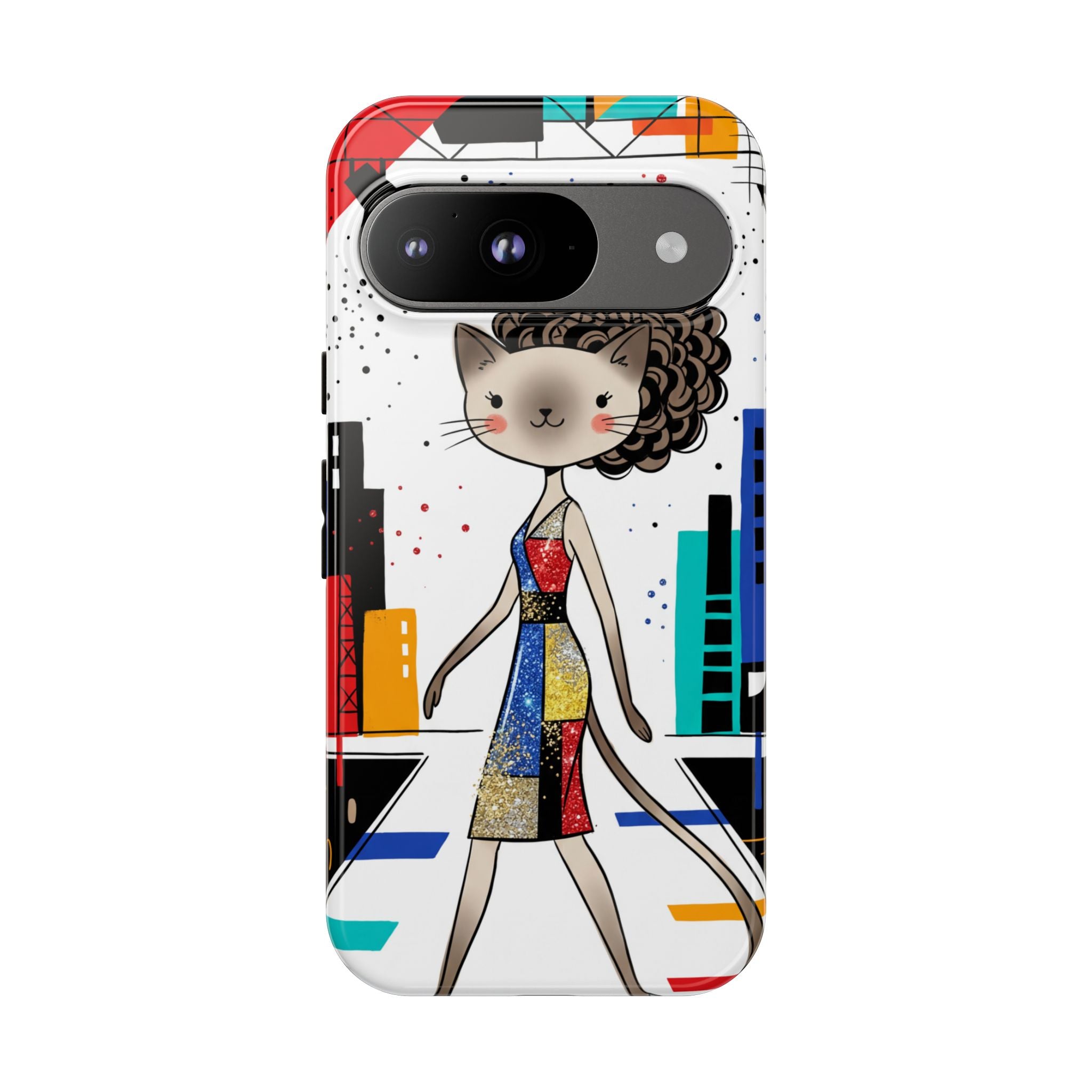Cover per Google Pixel Catwalk City | Gatto carino alla moda