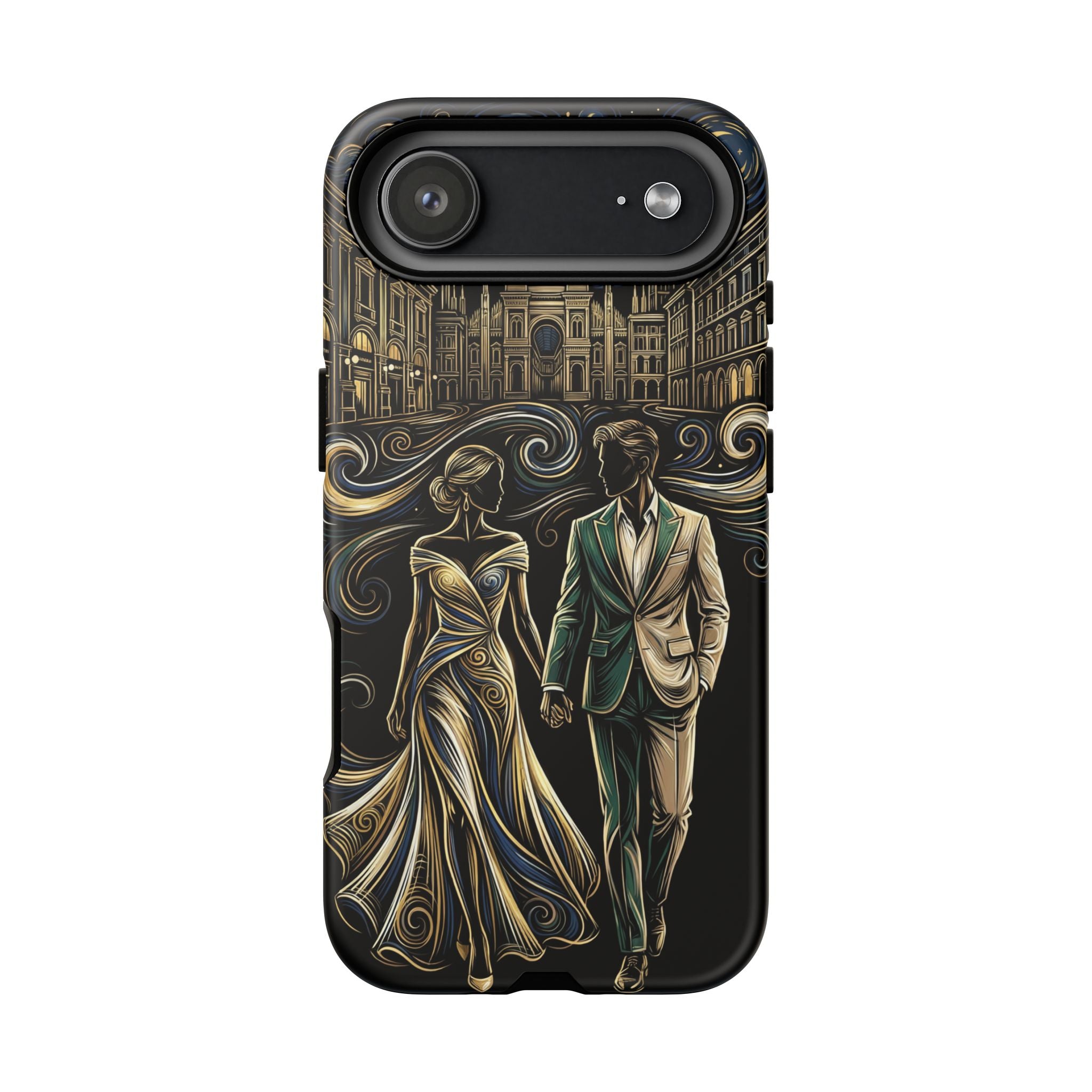 Romantic Night Walk iPhone Case | Elegant Couple Art