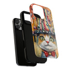 Cat in Colorful Top Hat iPhone Case — Whimsical Cat Art iPhone Case